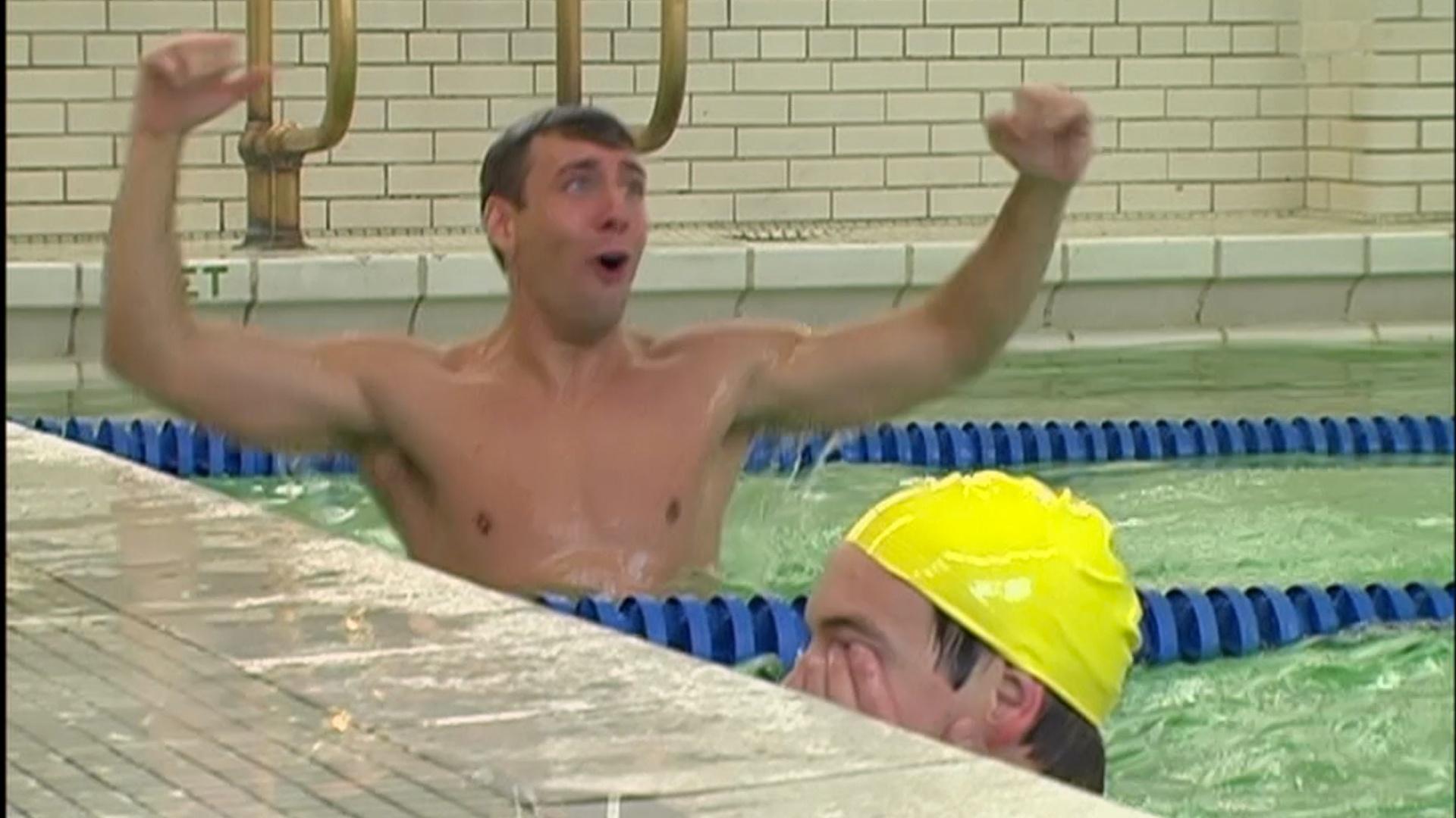 Harry figures out the best relay race lineup by comparing each person's times.