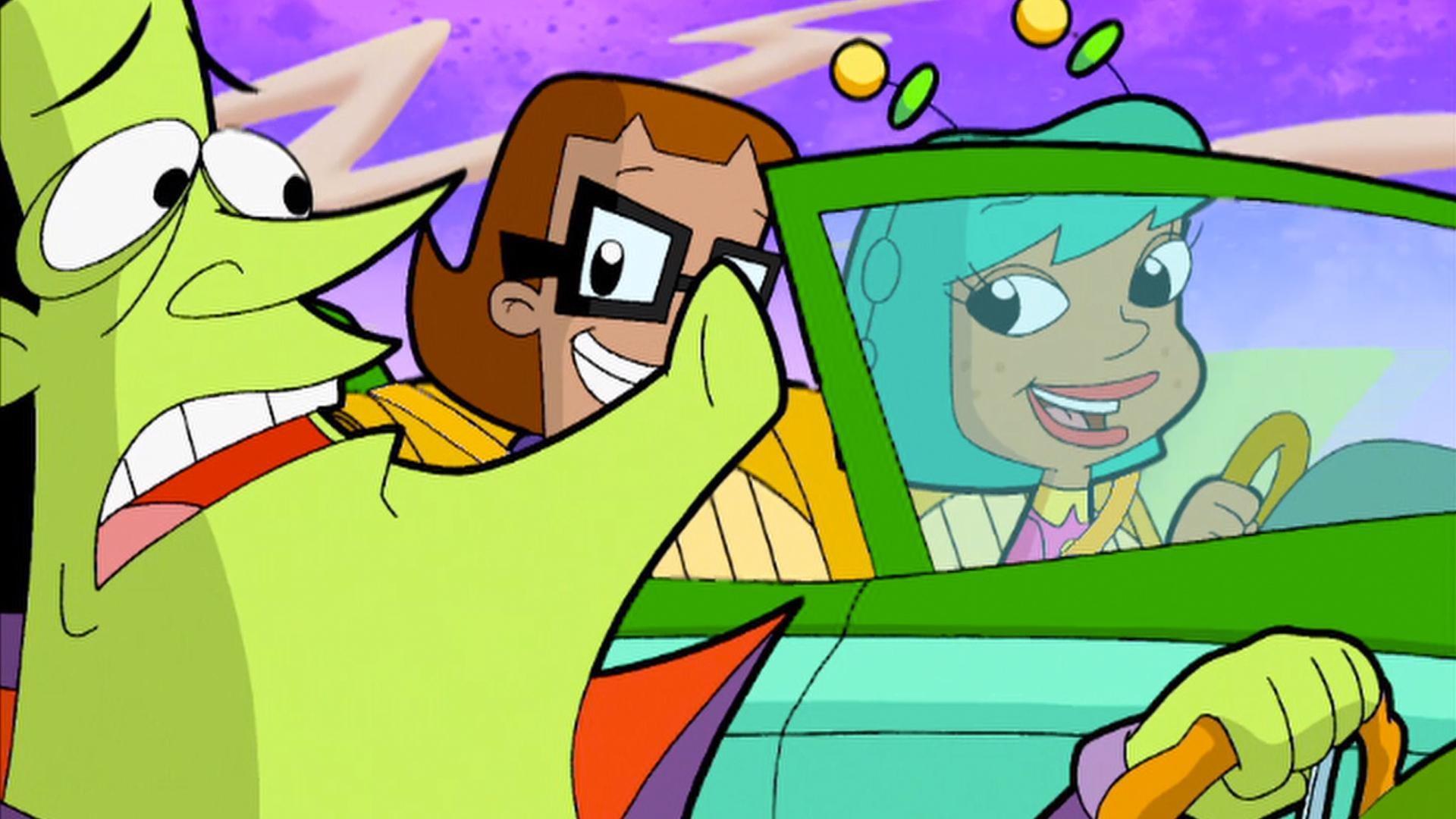 The CyberSquad helps a girl defeat Hacker in a road.
