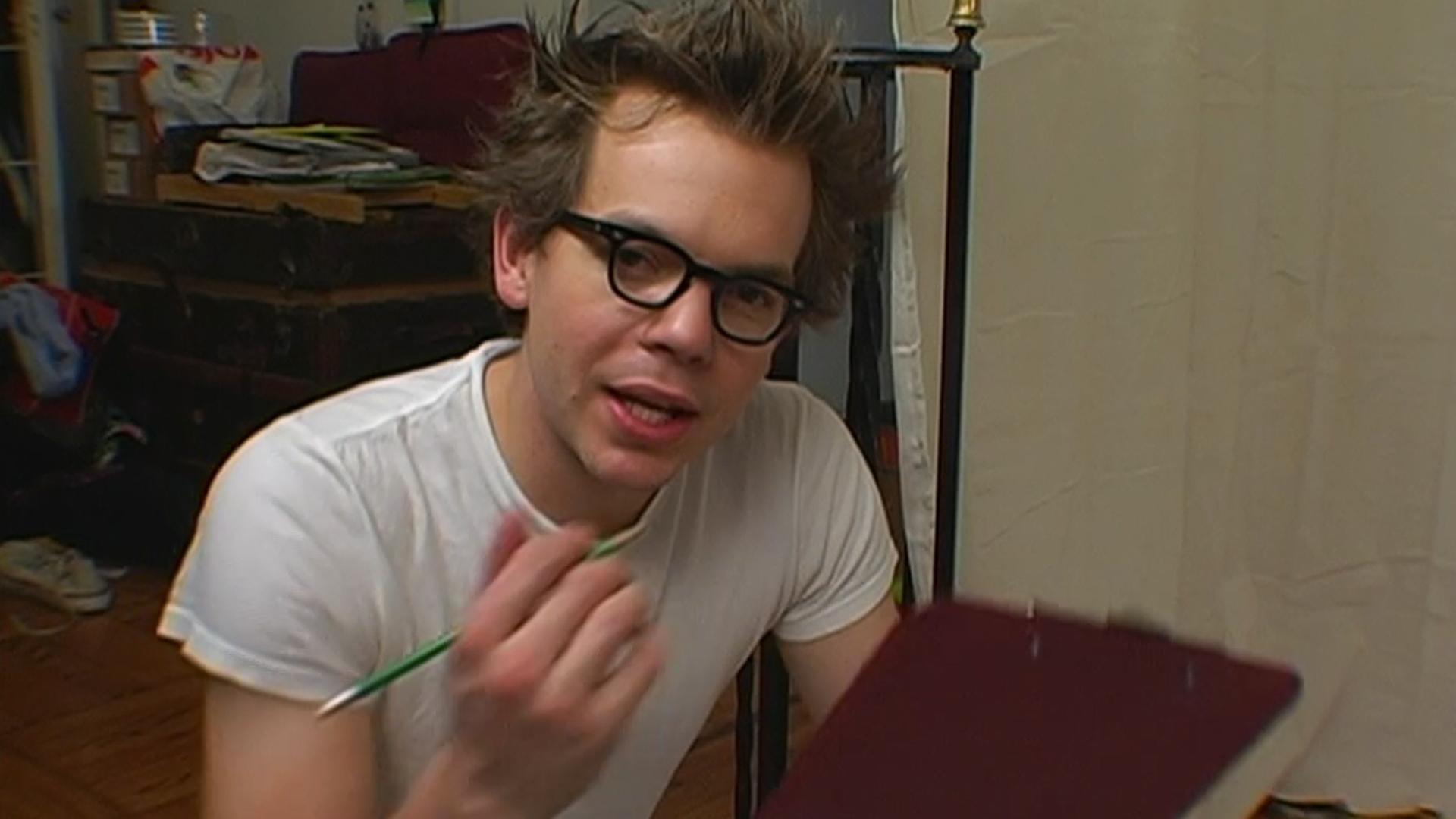 Harry designs stilts from pieces of a broken ladder.