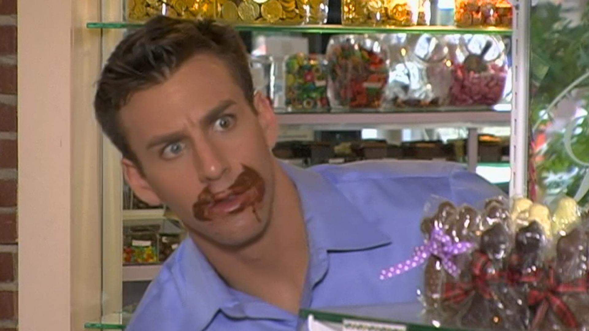 Harry shows Harley how to use fractions to fill orders at a chocolate shop.