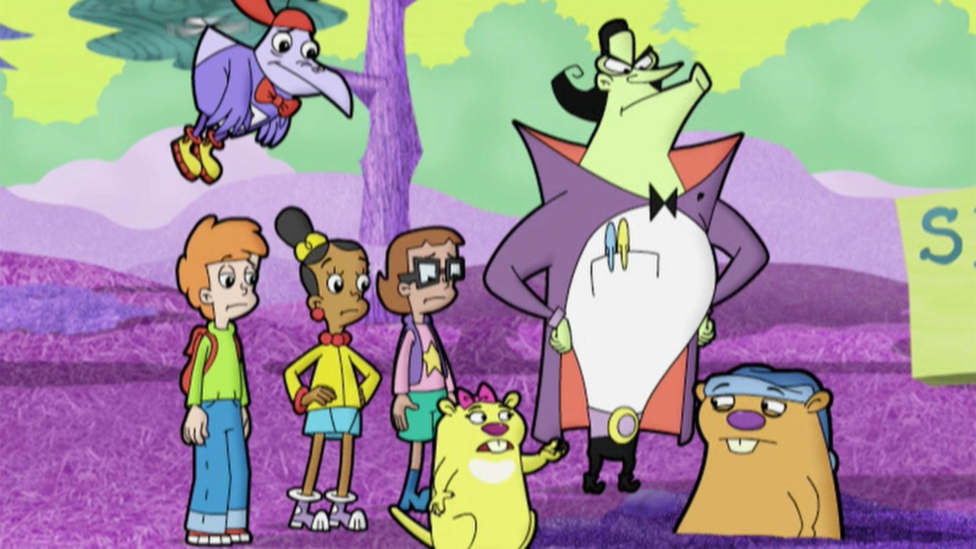 The CyberSquad tries to figure out the height of the groundhog by measuring their shadows.
