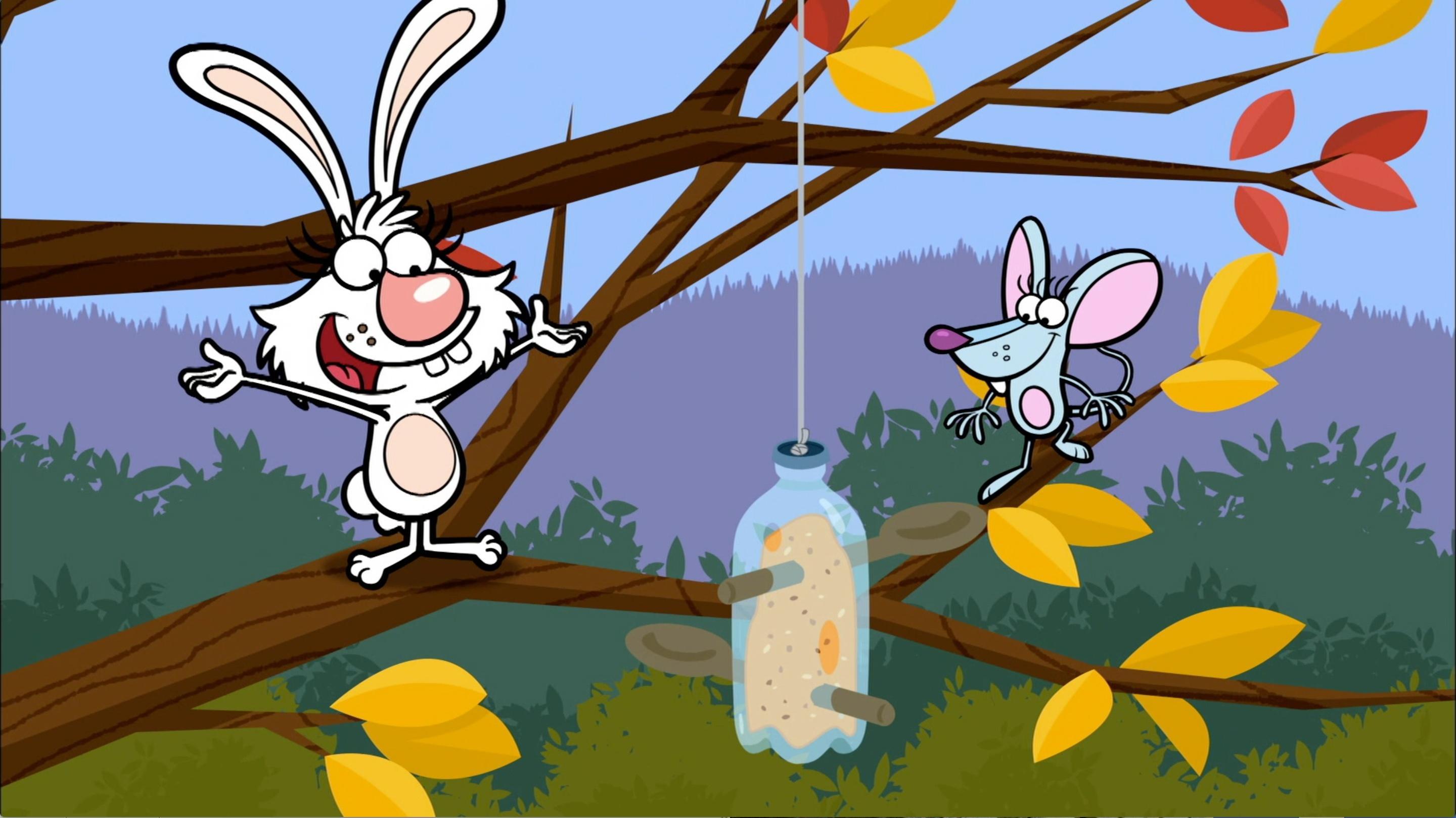 Nature Cat and the gang serve food to the neighborhood birds.