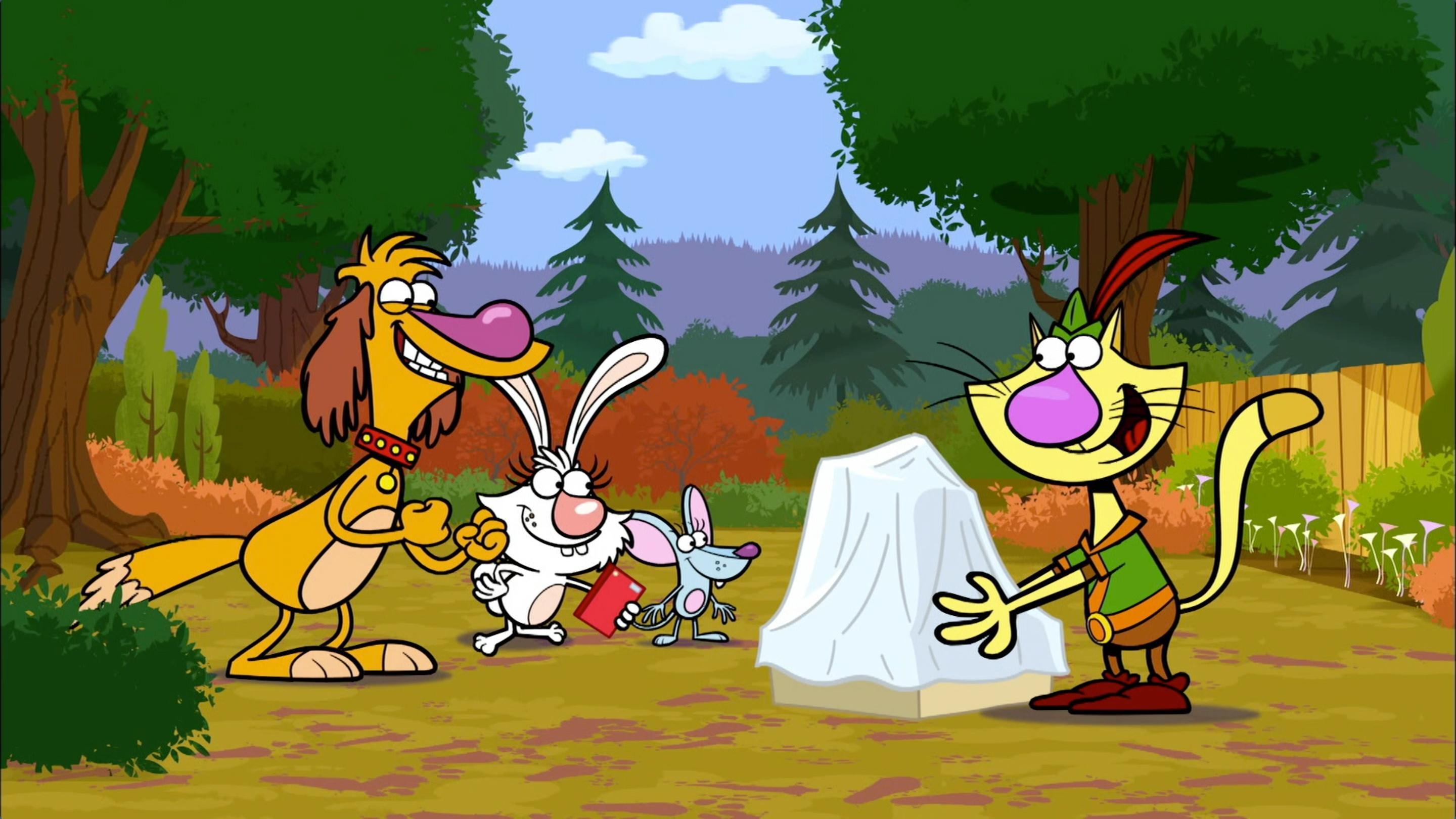 Nature cat unveils a statue of himself made out of acorns.