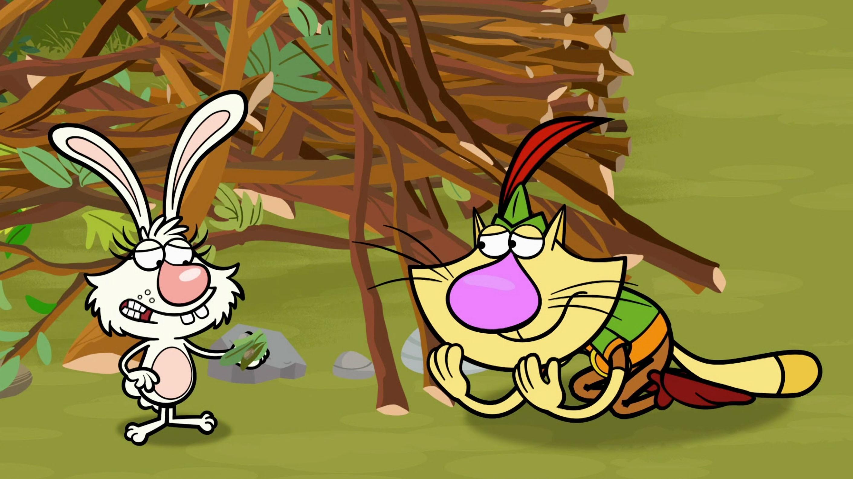 Nature Cat and his pals need to build a shelter to keep them dry from the rainstorm.