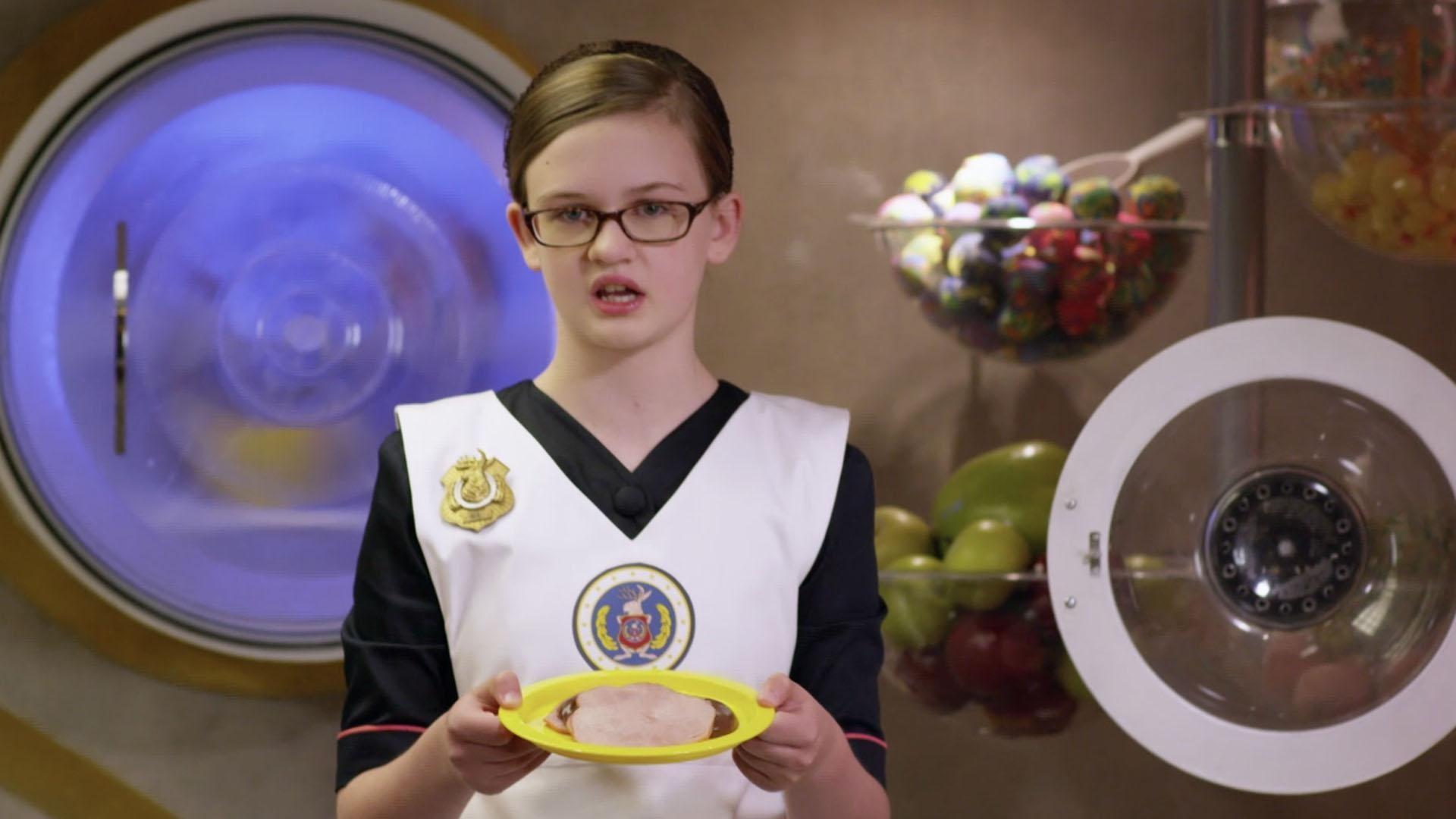 Oksana, the Odd Squad chef, shows off all of the delectable treats she makes with pudding.