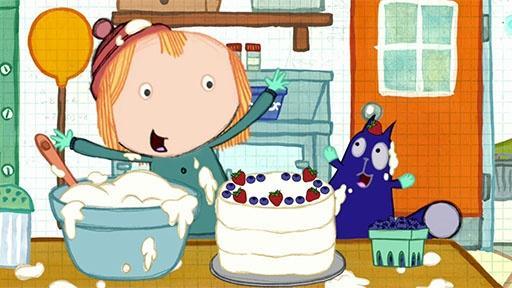 Peg and Cat use a rockin' pattern to decorate a cake for the teens.
