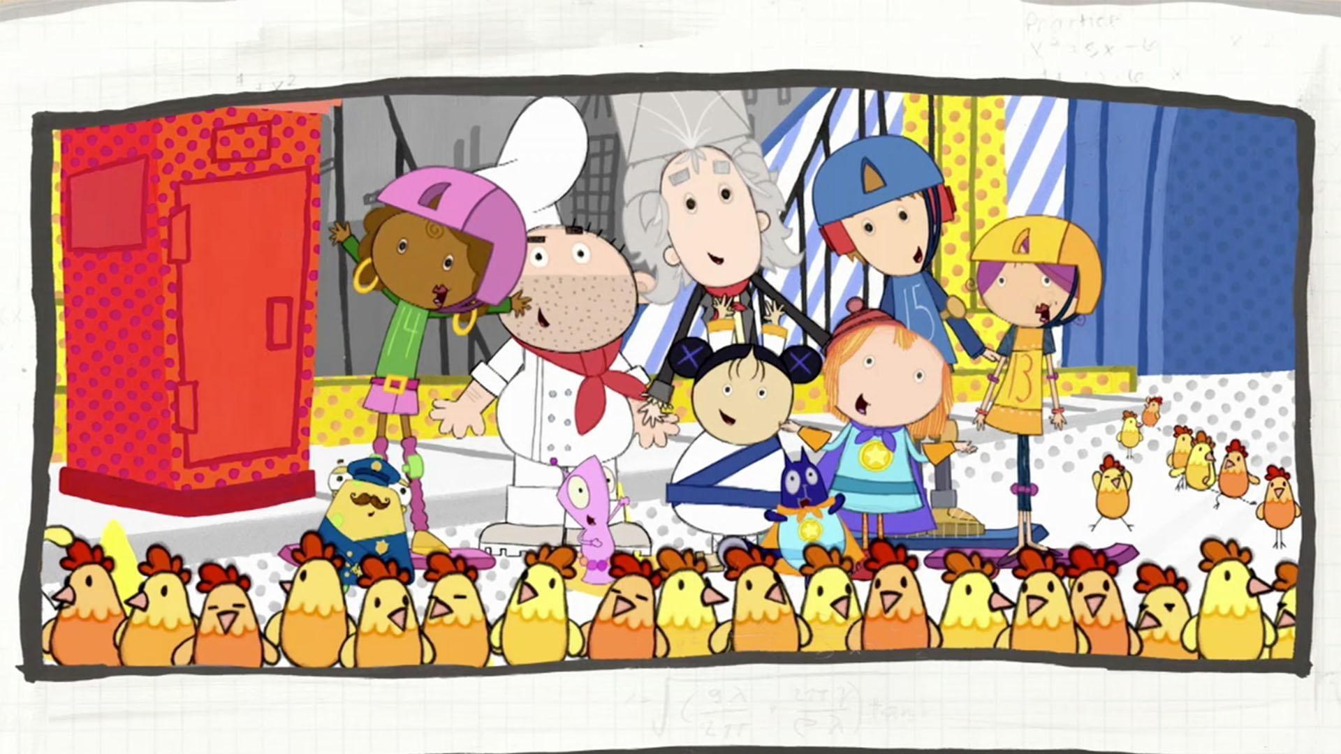 The Arch Villain is turning everything into arches! / Peg and Cat combat straight shapes.
