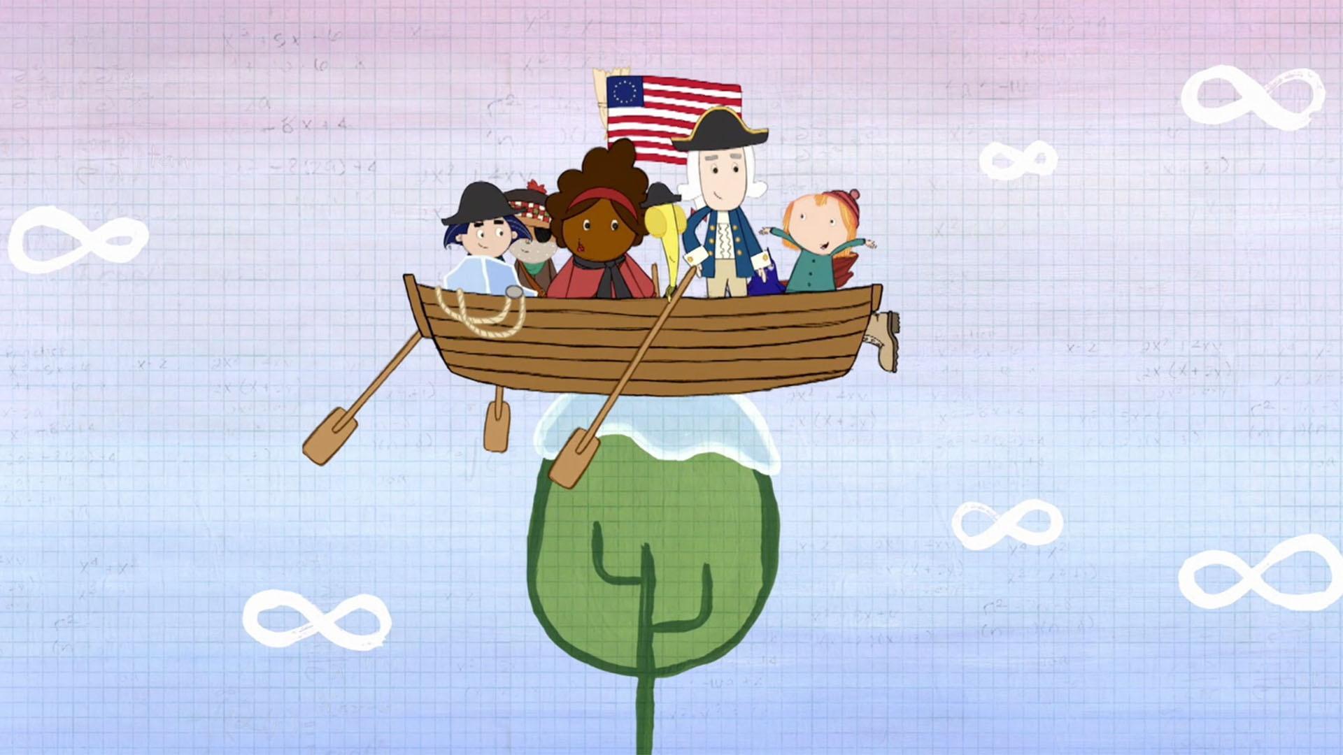 Peg and Cat meet Betsy Ross as they help George Washington navigate the Delaware River.