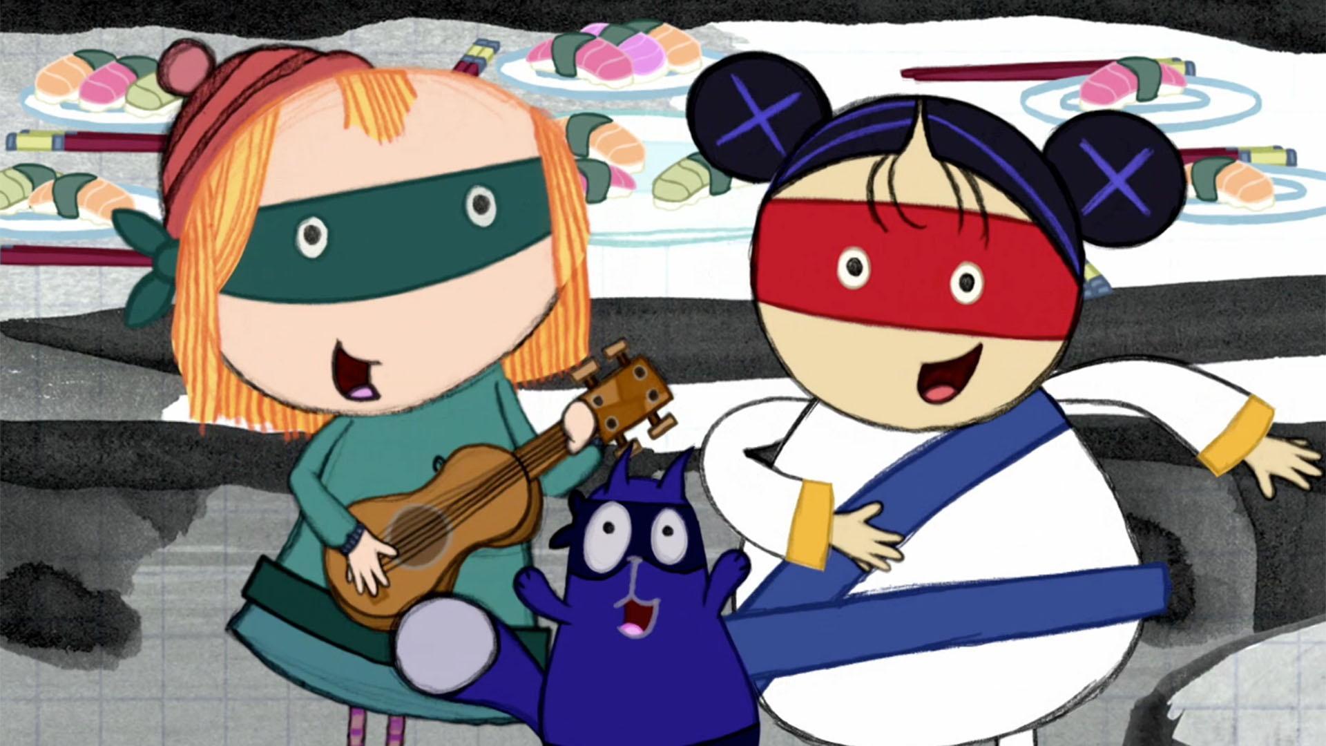 Peg, Cat, and Aki sing a song about using clues to solve problems.