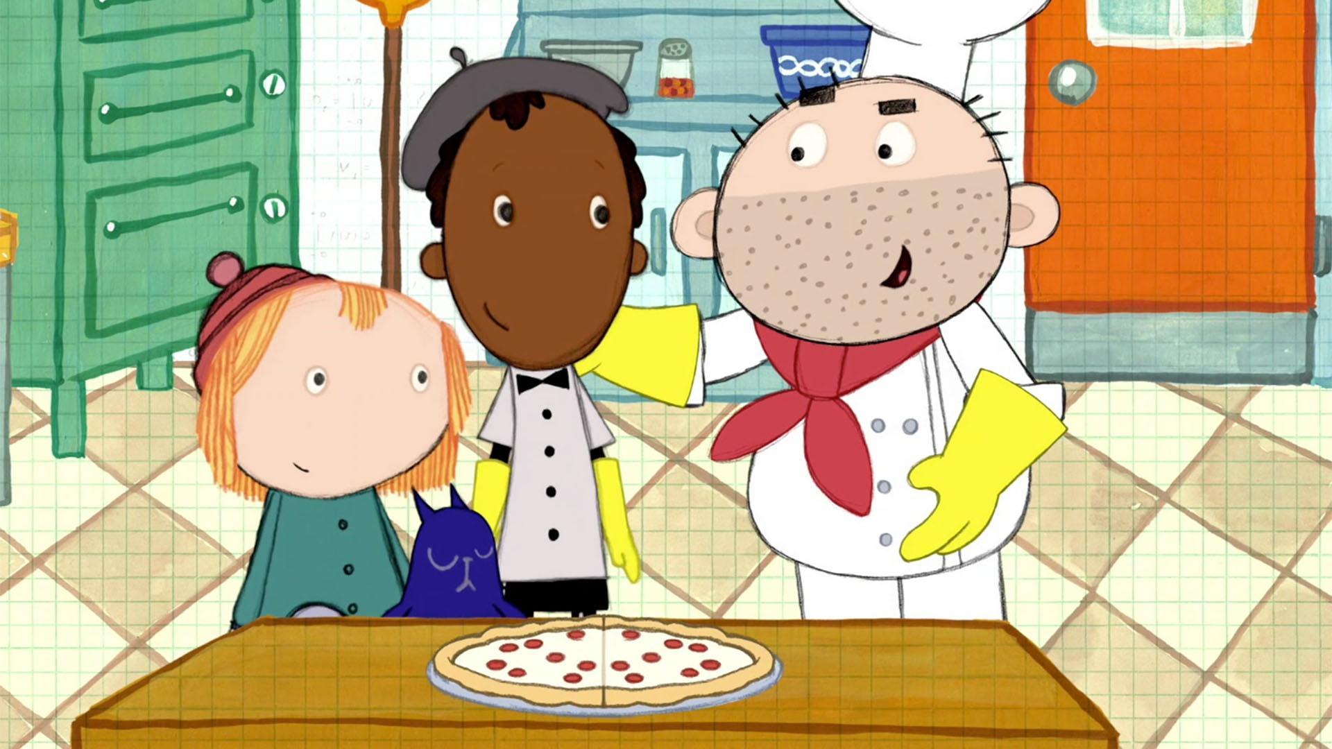 The Teens want two and a half pizza pies, but Peg and Cat don't know what a half is!