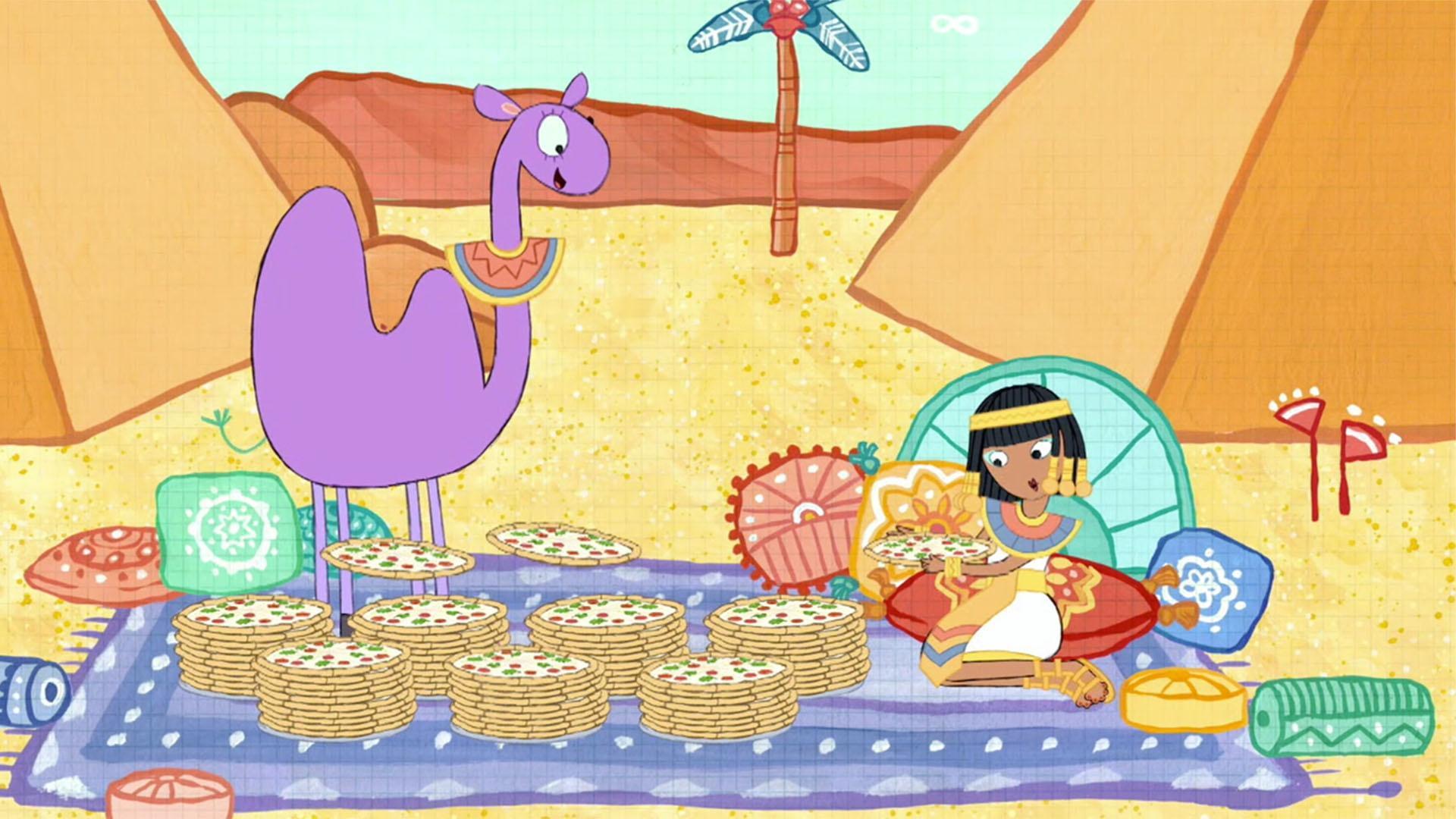 Peg and Cat must deliver exactly 70 pizzas to the Queen of the Nile.
