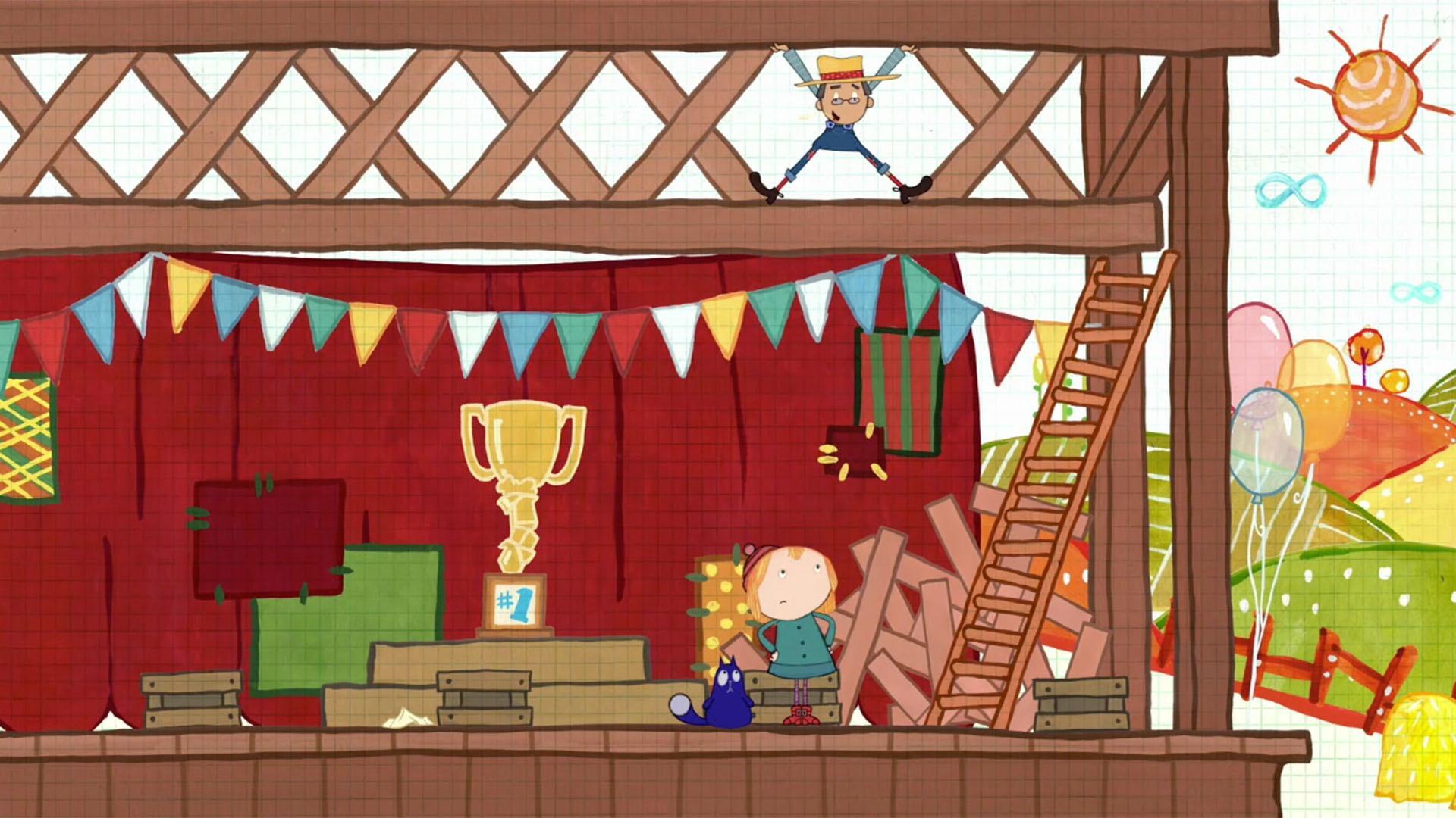 Peg and Cat must apply their awesome puzzle-solving skills to help the Farmer get down.