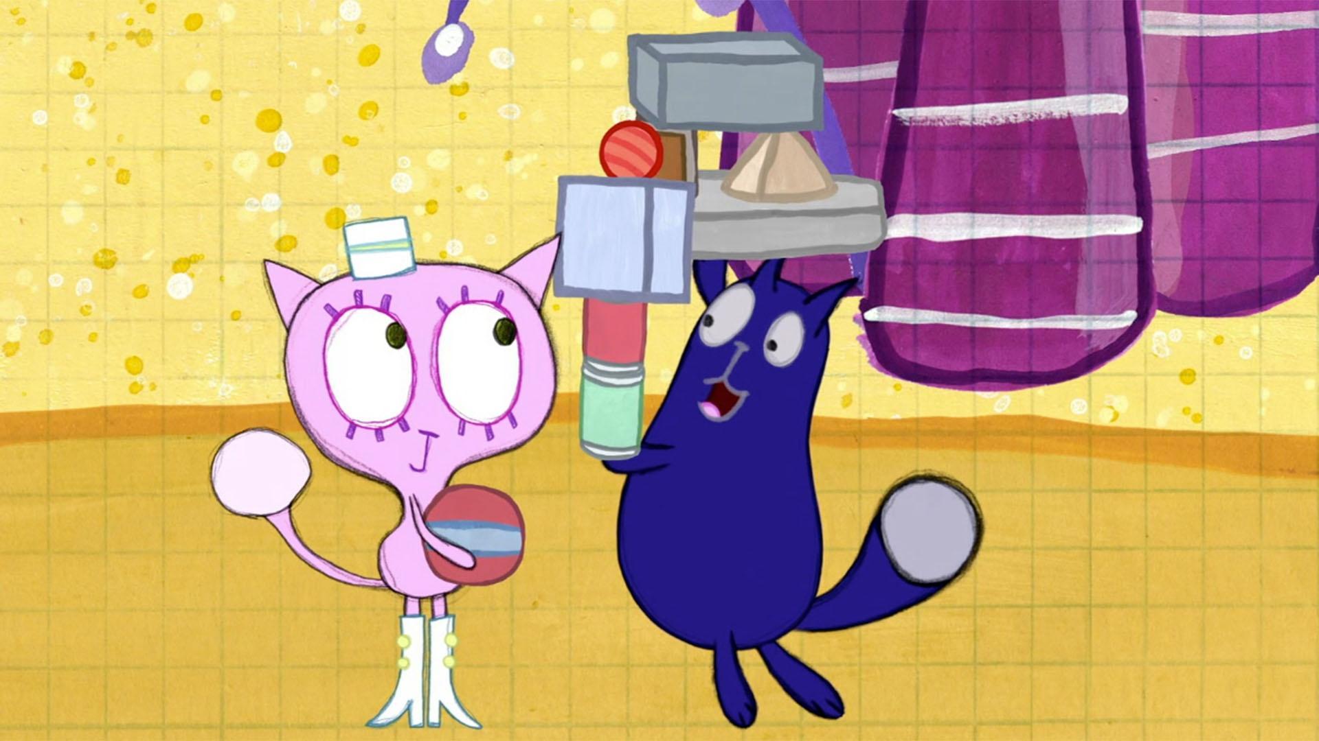 Peg and Cat perform a song about solid shapes to impress Roxanne.