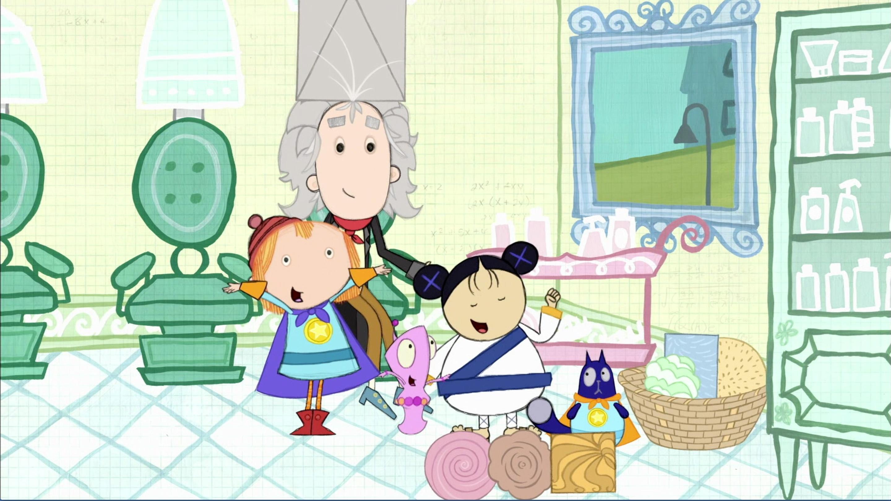 Super Peg and Cat Guy help Beethoven achieve a sqaure-do.