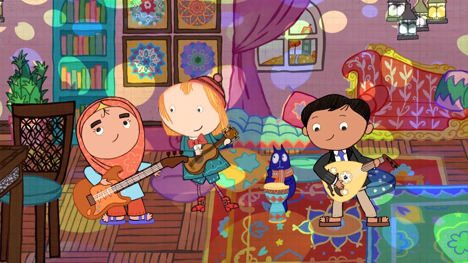 Peg and Cat are celebrating Eid al-Adha with their friends Yasmina and Amir.