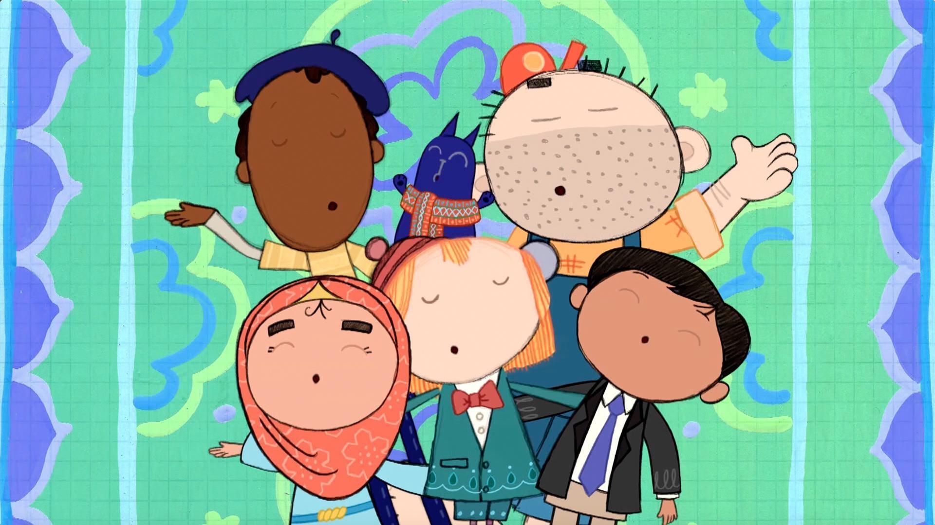 Peg, Cat, Yasmina, and Amir sing a song about solving problems and helping others.
