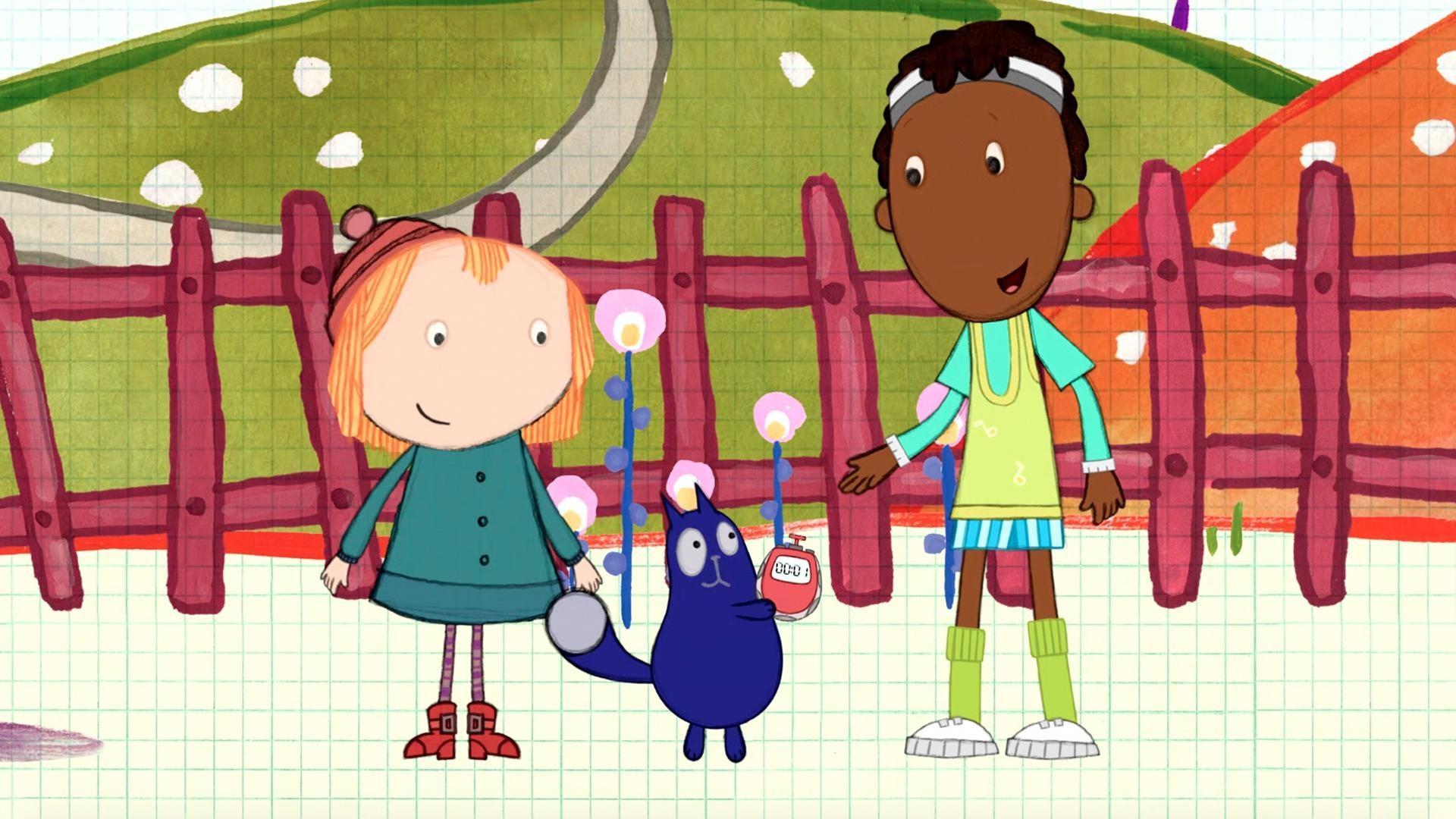 Ramone explains the difference between seconds and minutes to Peg and Cat.