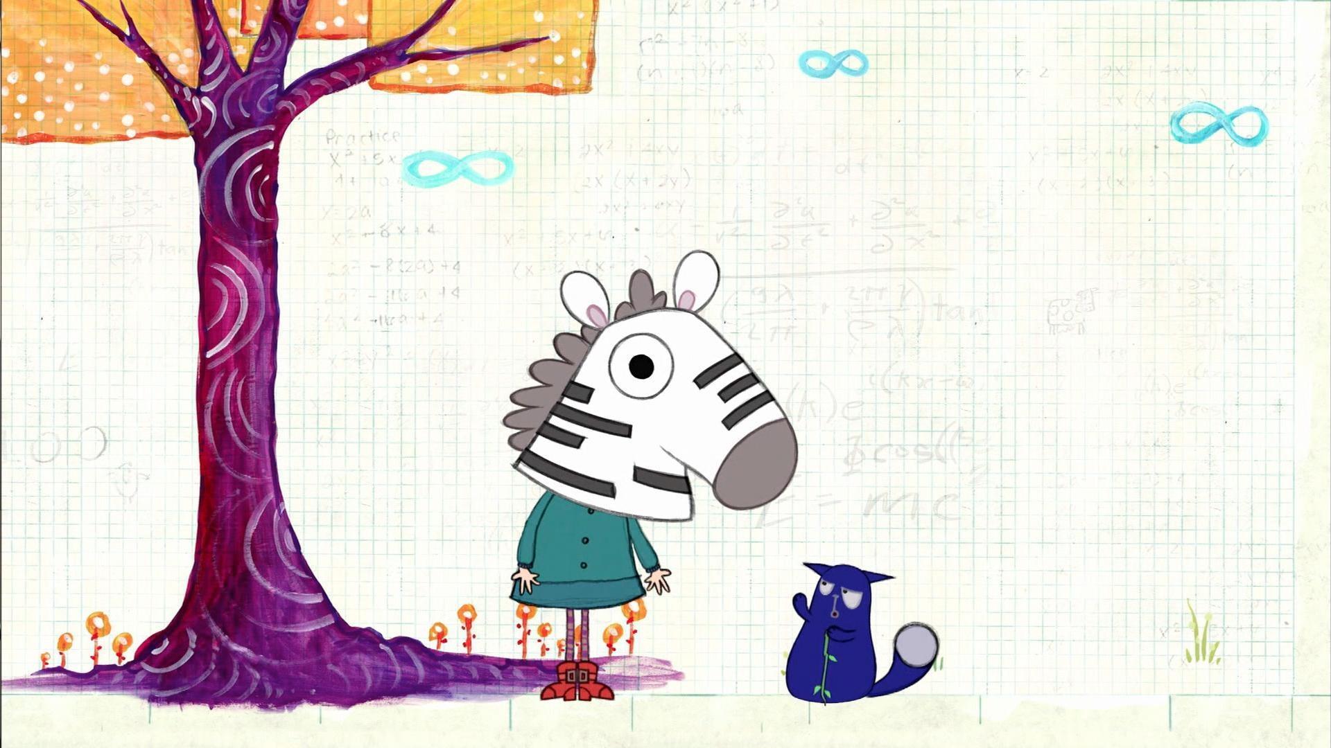 Peg tries to dance with a zebra mask on, but she can't see!