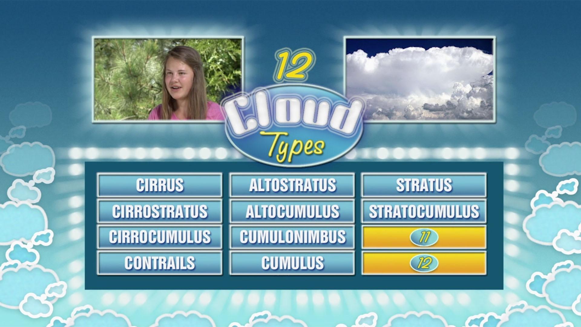 The SciGirls and Dr. Yolanda dance on the beach to learn the 12 cloud types.