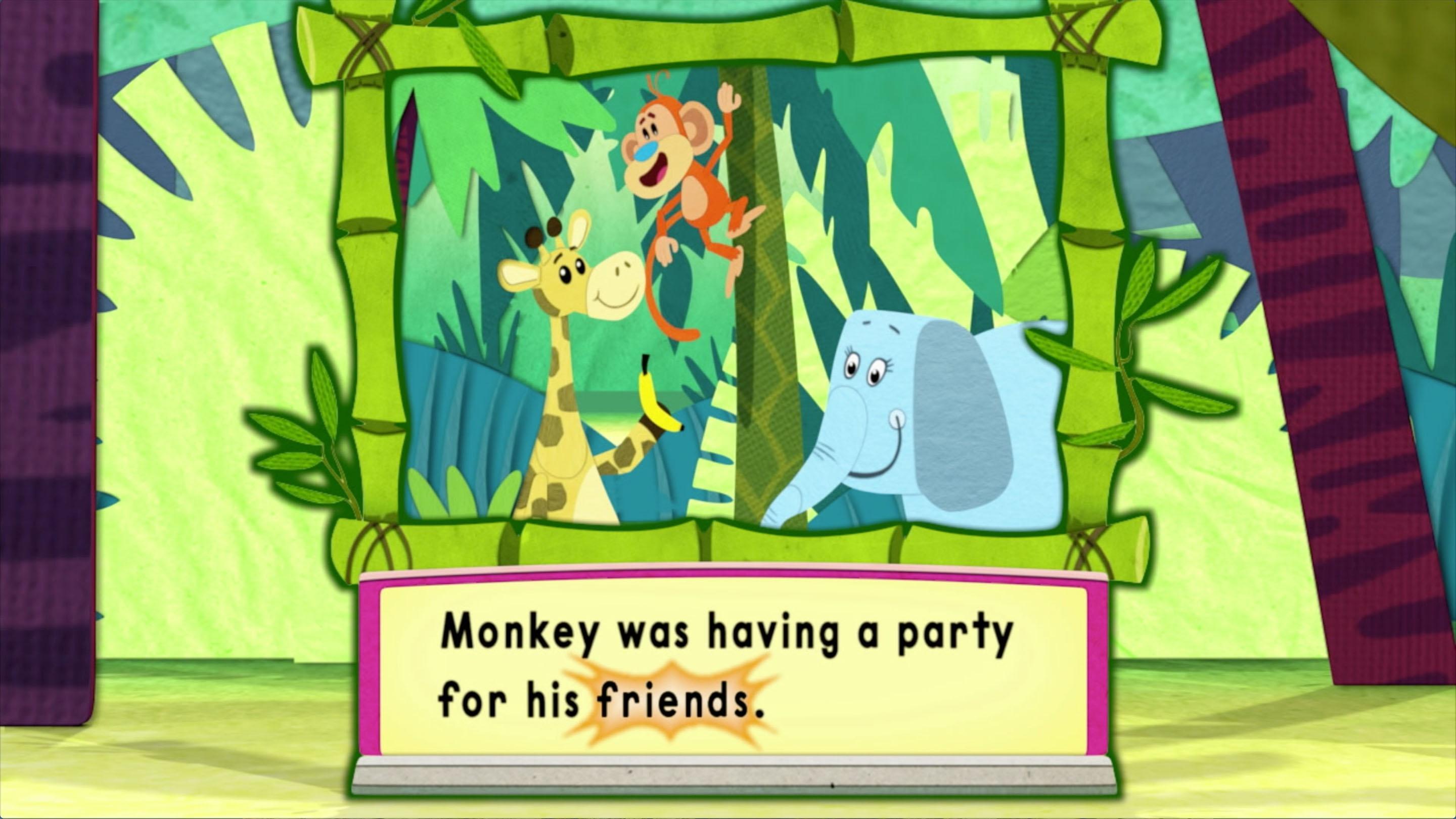 The Super Readers land in "The Banana Mystery" and read the story spreads.