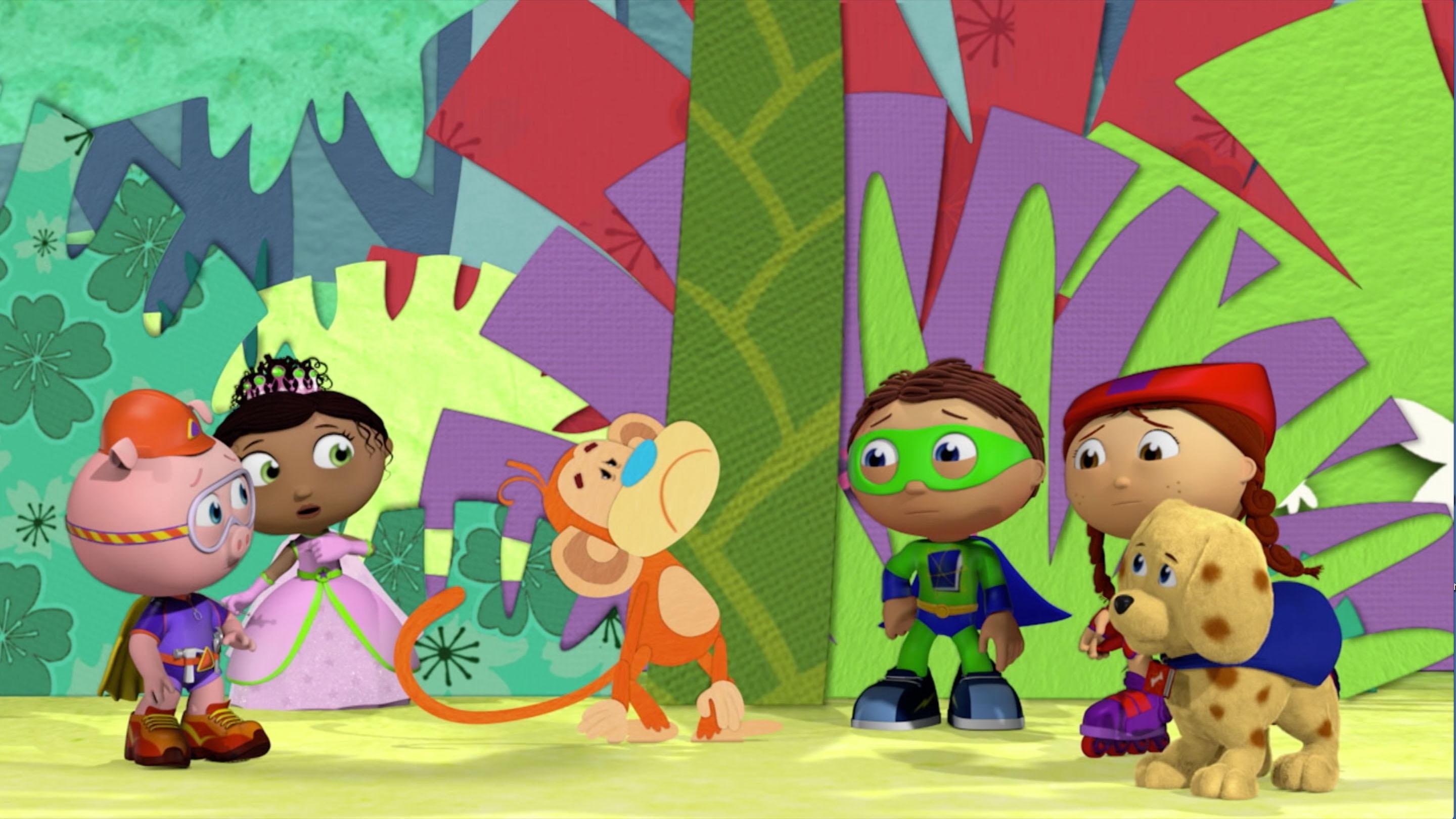 Super Why uses his reading power to help Monkey find his missing bananas.