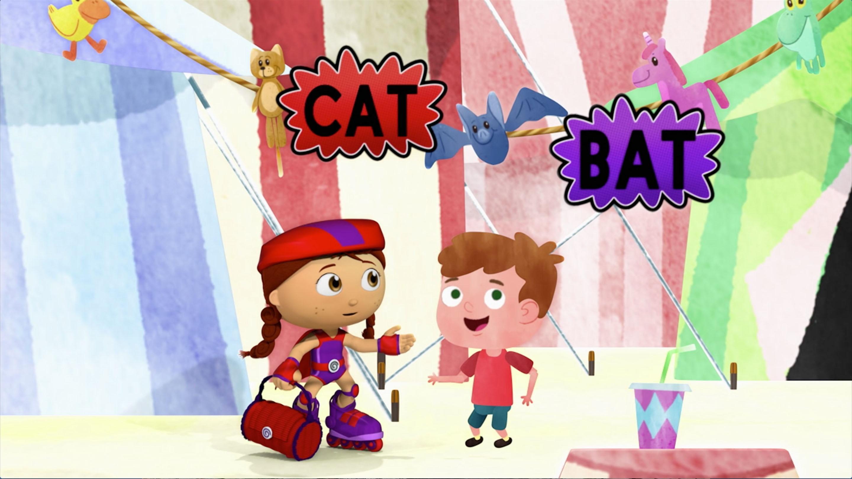 Red sings a song about how to rhyme, in order to help her new friend Aiden win the game.