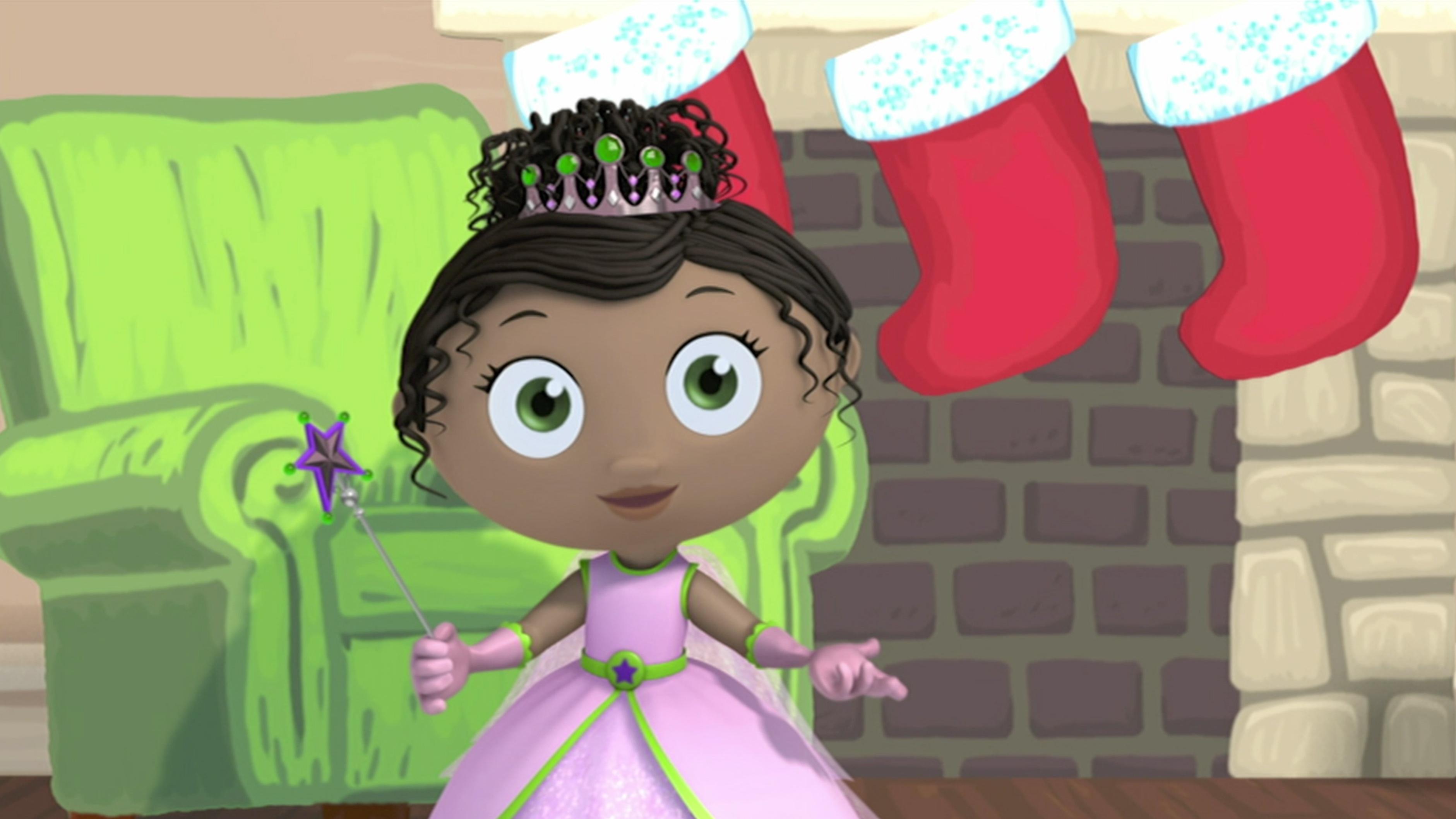 Princess Presto uses her magic spelling wand to spell the word "snack".