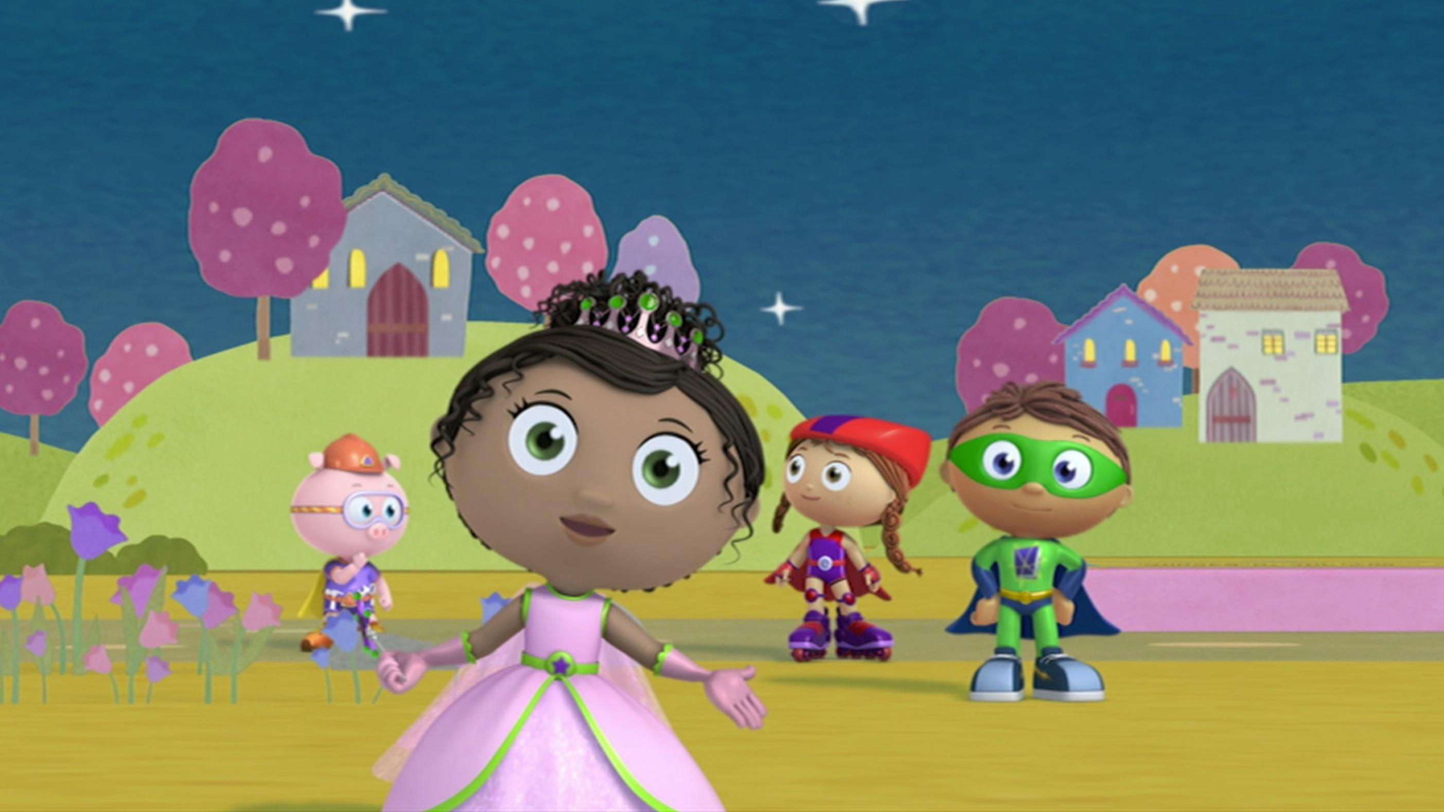 The Super Readers fly into a comic book.