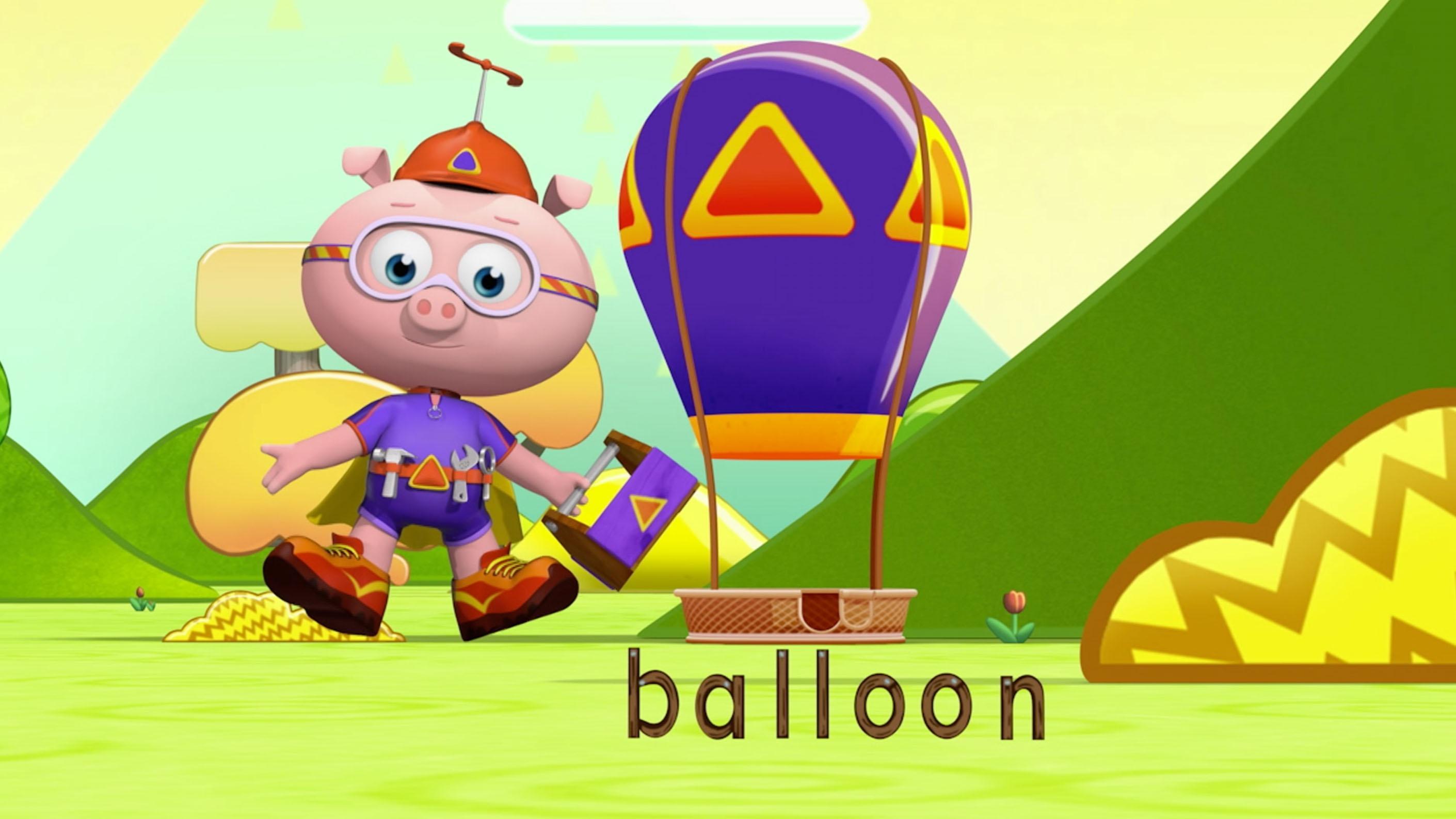 To get over the giant hill, Alpha Pig builds a hot air balloon.