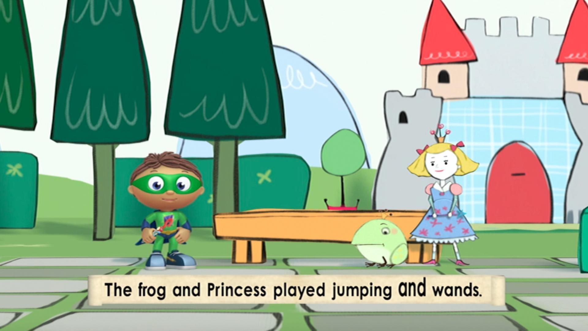Super Why changes the story so Princess and Frog can play together.