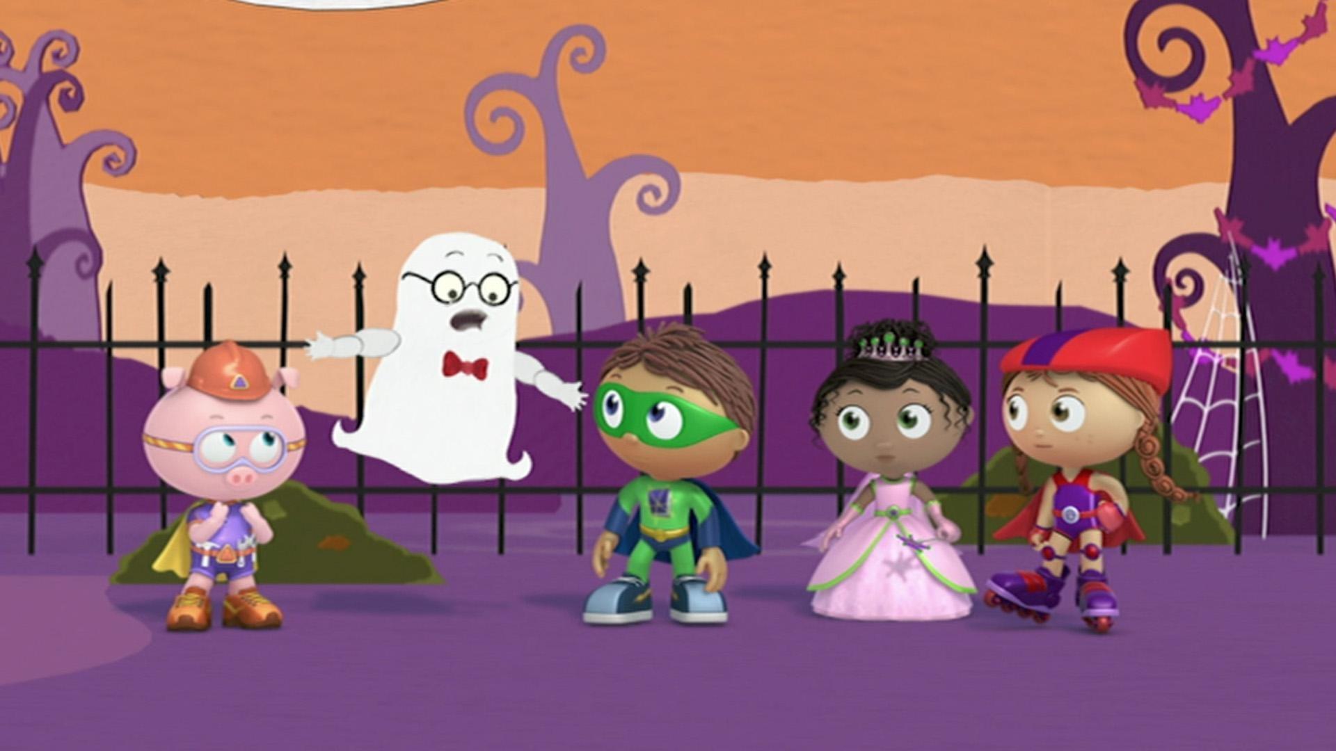 The Super Readers teach a ghost that Halloween is about more than being spooky!