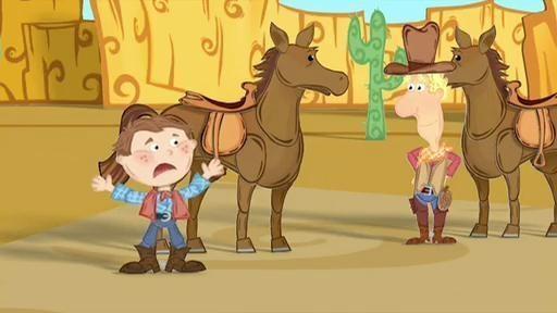 The Super Readers are pretending to be cowboys, but Alpha Pig doesn't know how to play.