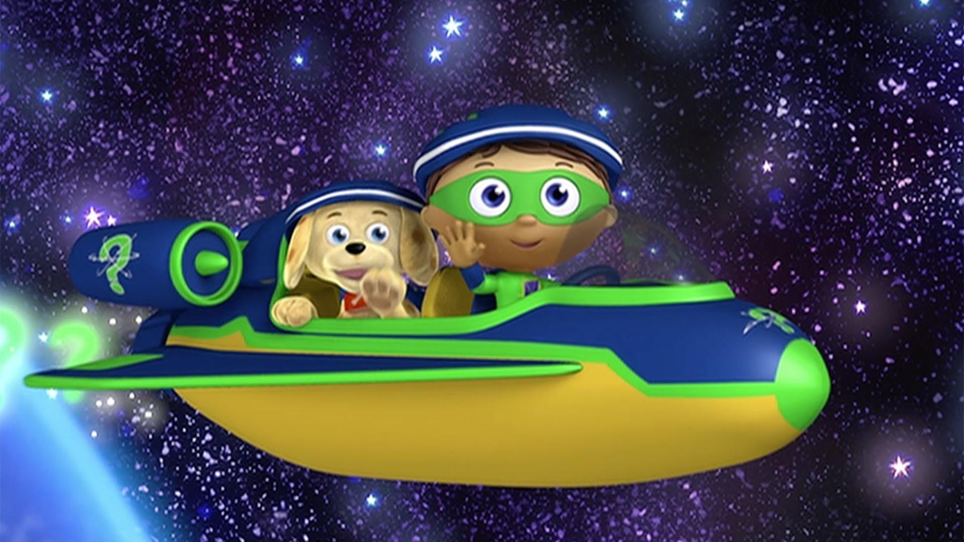 The Super Readers travel to outer space on Galileo's spaceship.