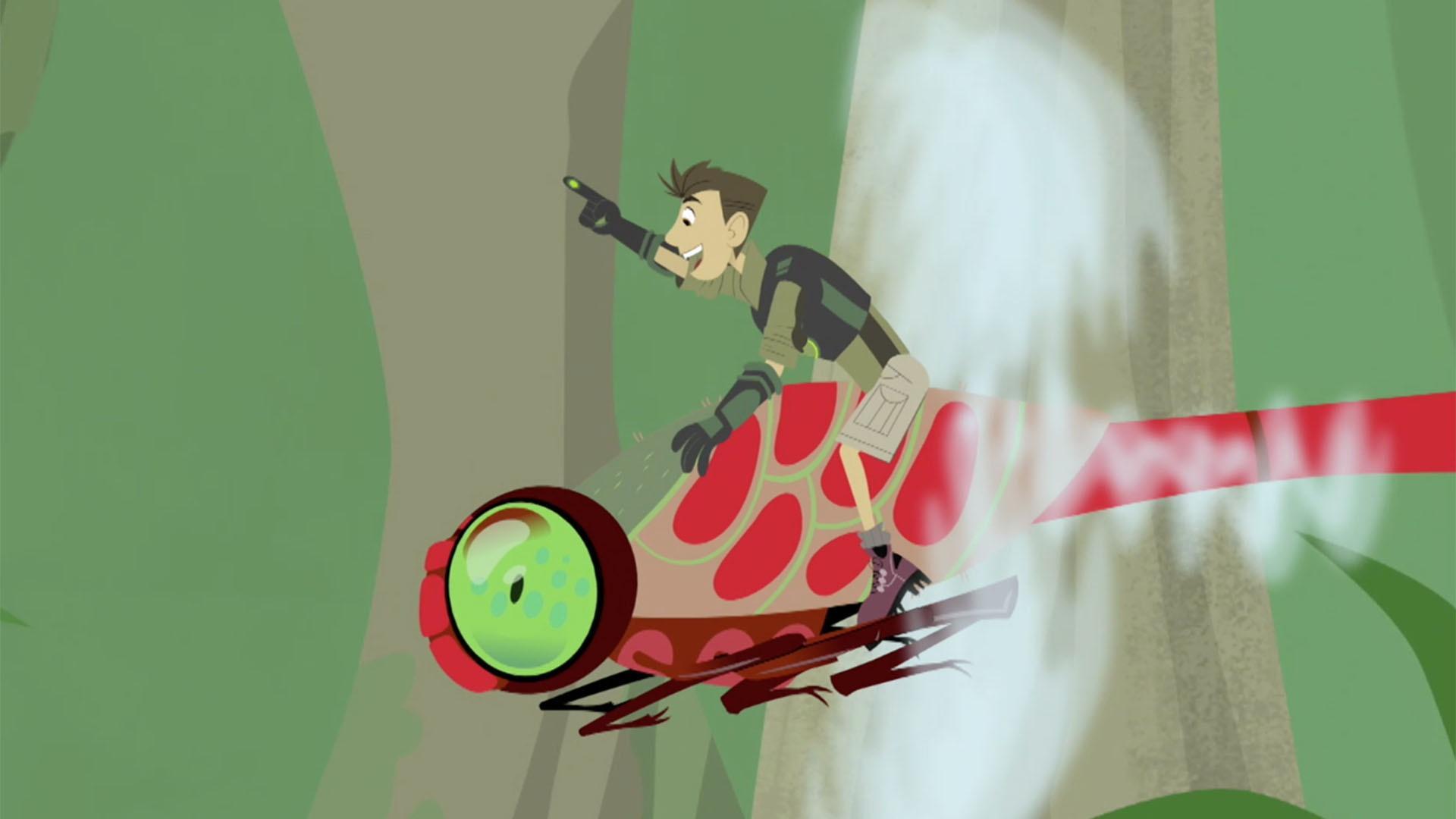 The Kratt brothers activate dragonfly creature powers to save the Tortuga.