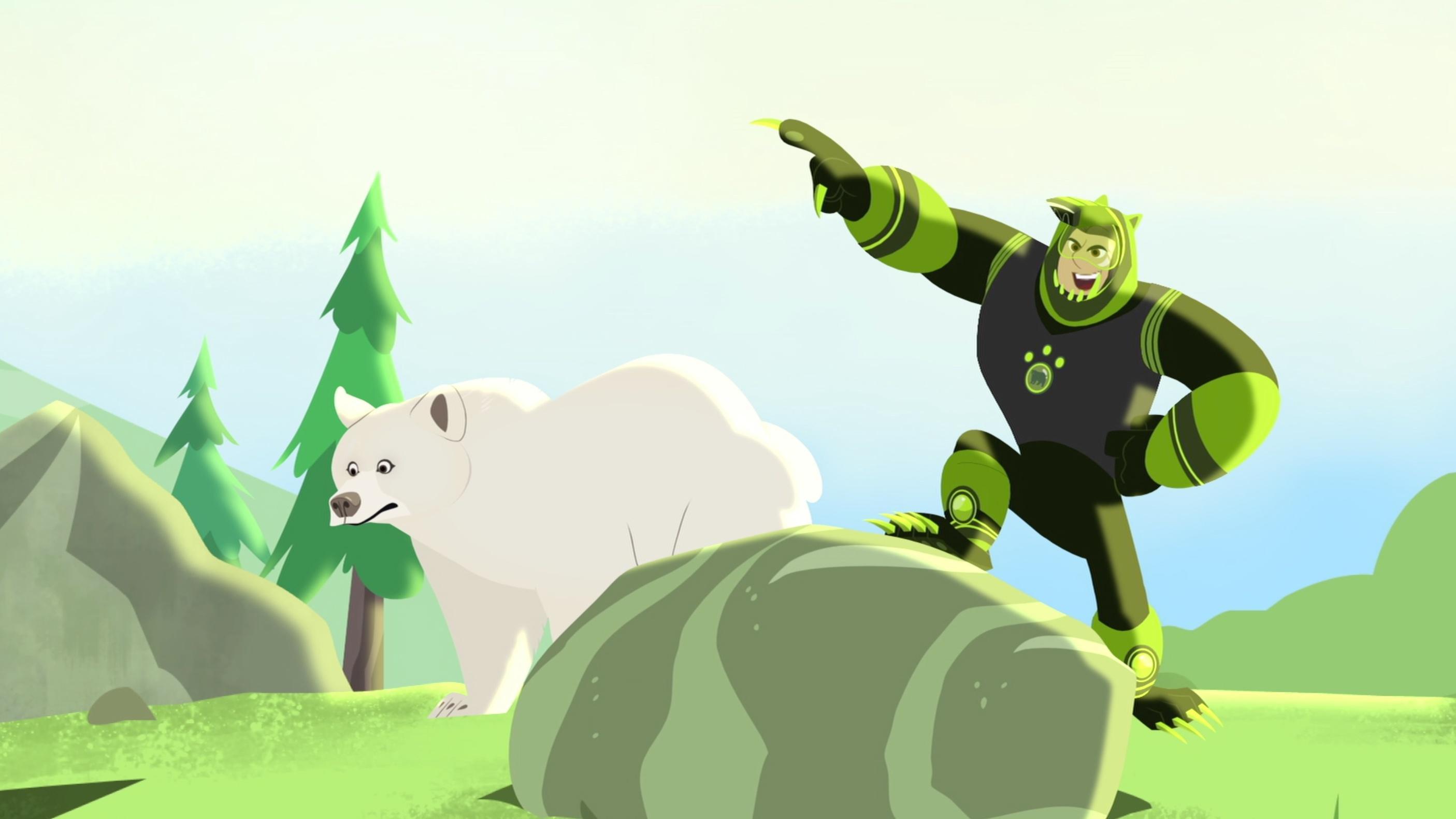 The gang stumbles across the rare Spirit Bear of the Northern Pacific.