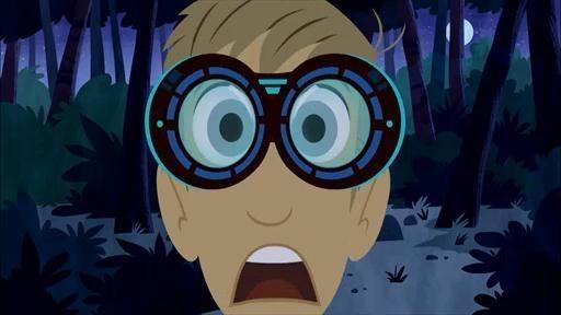 Chris and Martin find a googly-eyed tarsier with their night goggles.