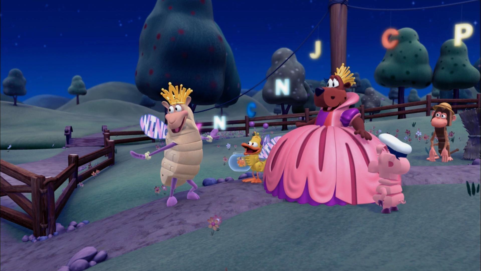 Pig sleepwalks and spooks the WordFriends!/Sheep is excited to make her Halloween costume.