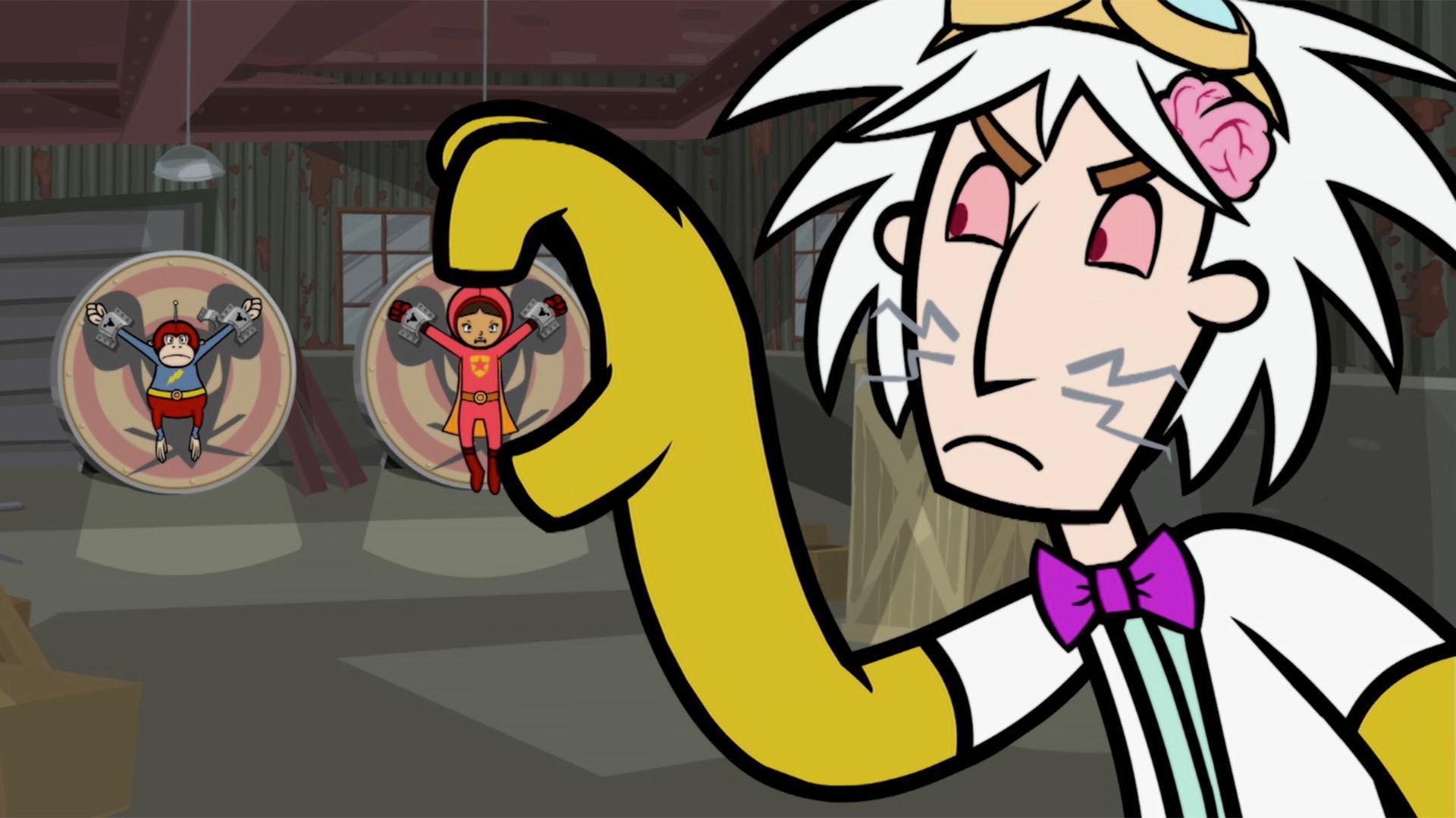 Things don't go as planned when Dr. Two-Brains tries to shrink WordGirl.