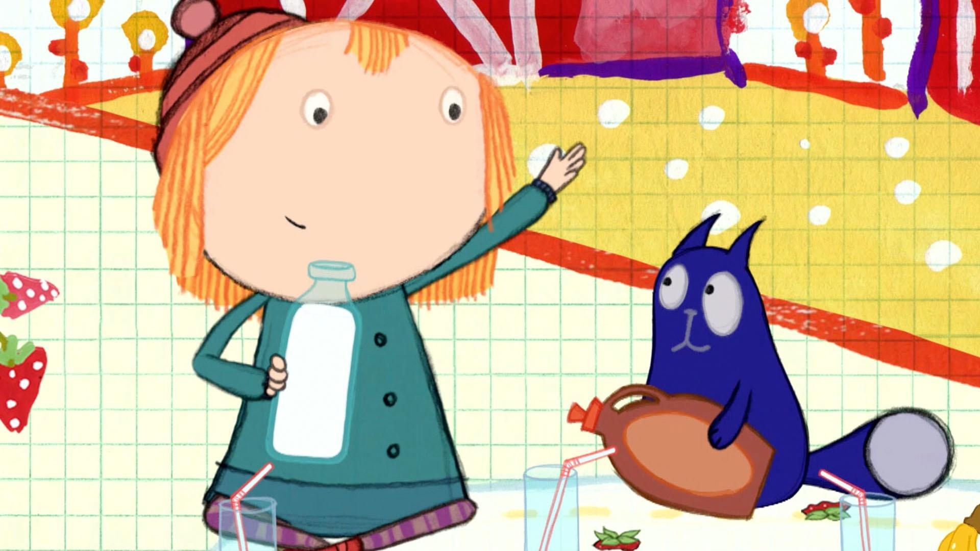 Peg and Cat drink chocolate milk and learn about composting.