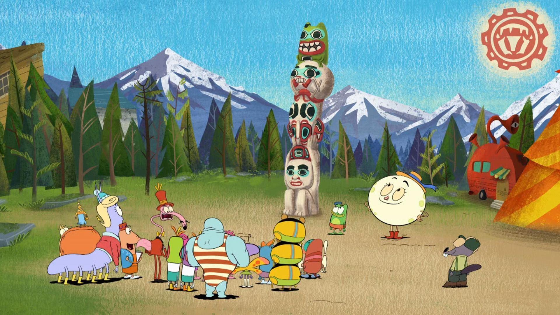 Andy and Luna use their totem pole to tell their story to their friends at the Circo.