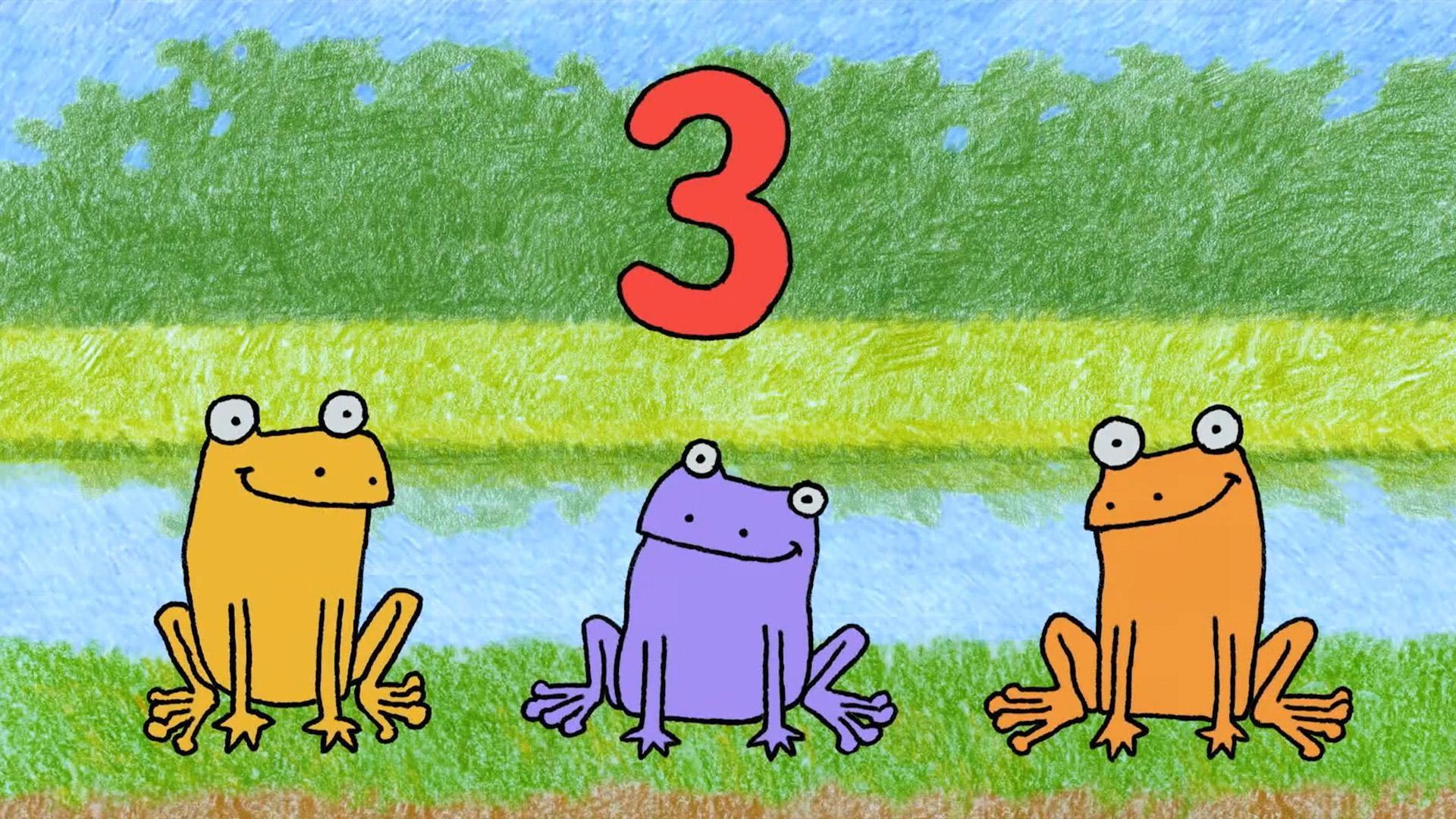 A song about three happy frogs.