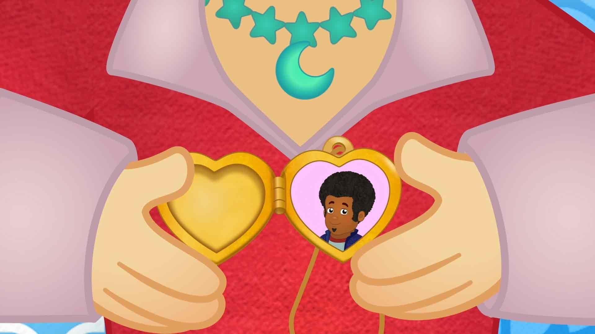 Lady Elaine makes a special locket with pictures of her family inside.