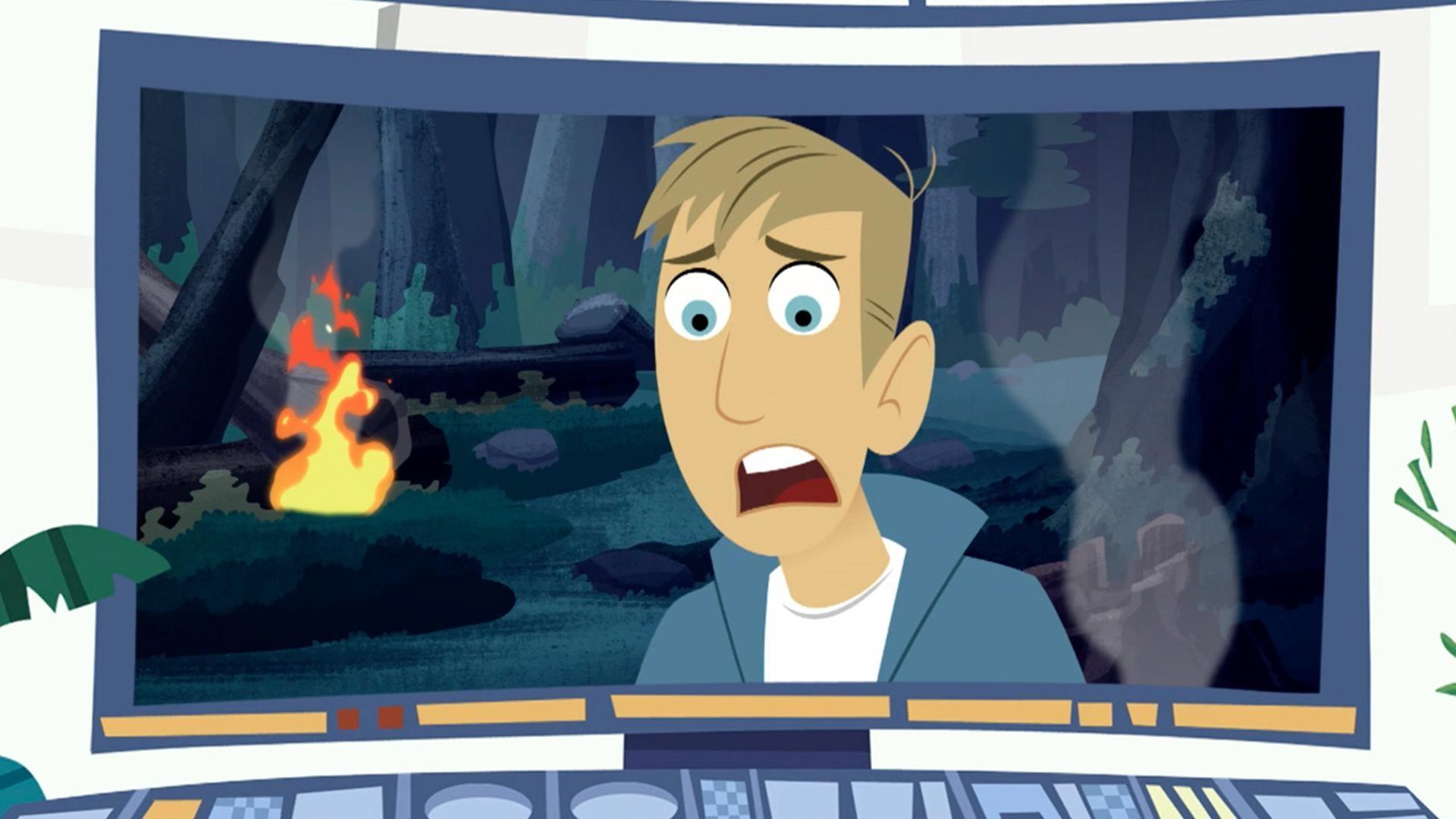 Martin tries to stop Donita from starting a forest fire.