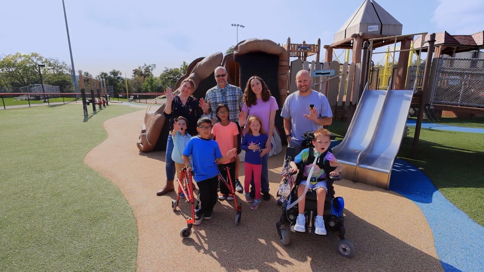 Kids play at a playground where everyone can play!