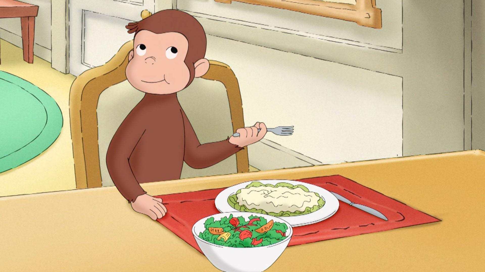 George helps out as a delivery monkey for Chef P. / George gets a mystery package.