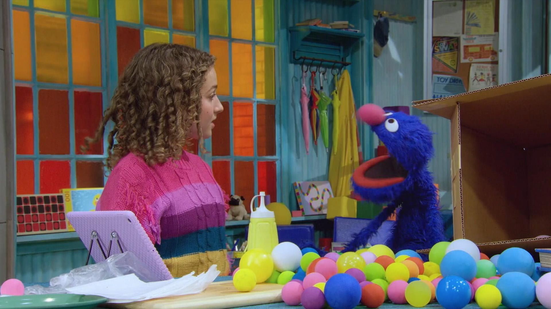 Elmo, Grover, and their friends help Charlie build a Little Library for her synagogue.