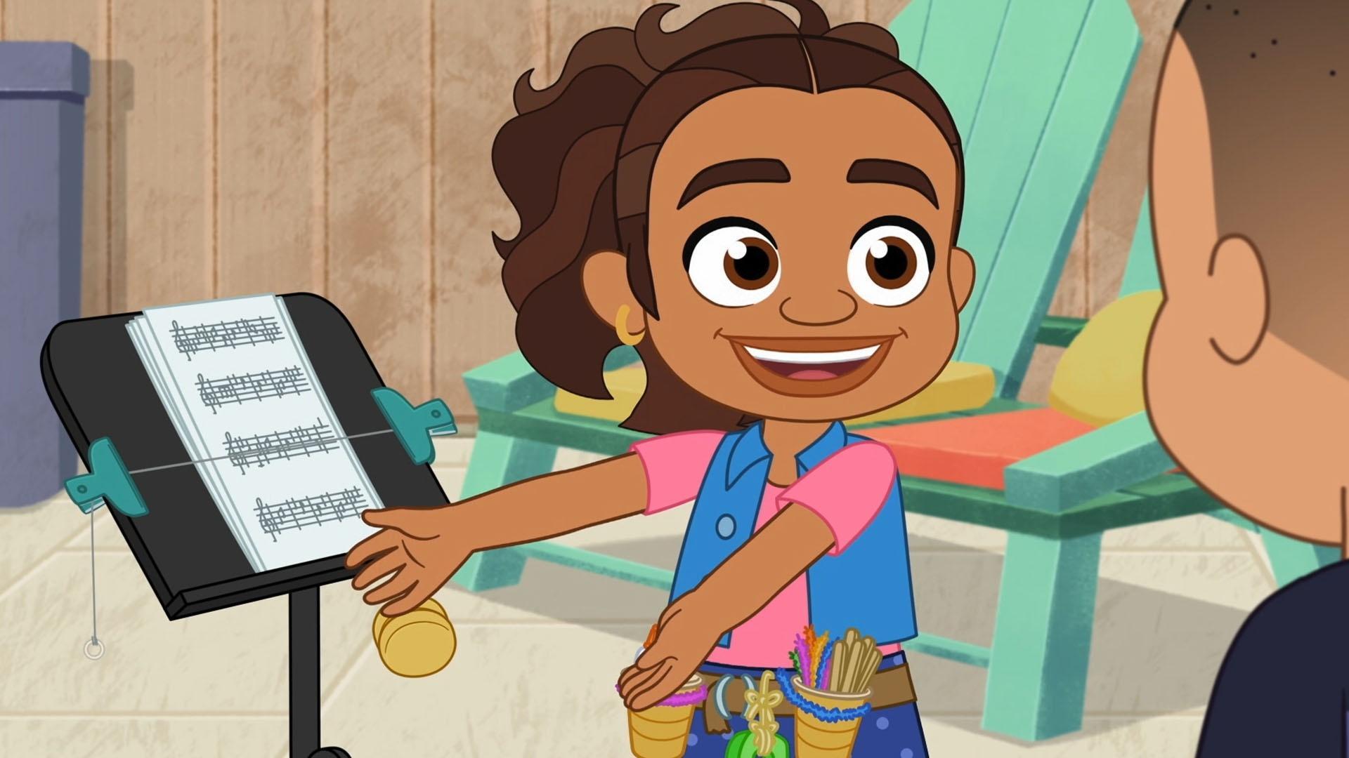 Alma offers her fix-it skills to help Eddie keep sheet music on his stand.