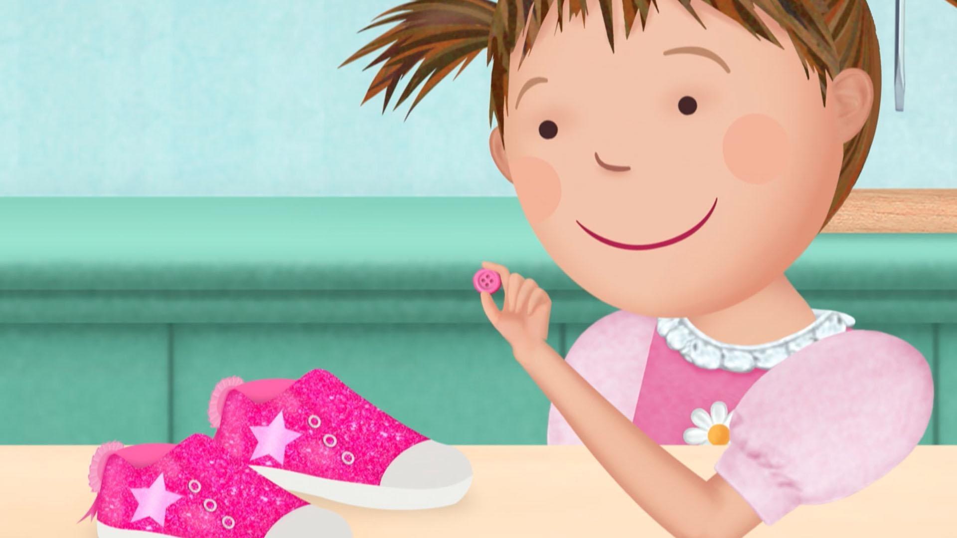 It's hopscotch palooza day, but Pinkalicious doesn't have shoes that are good for hopping!
