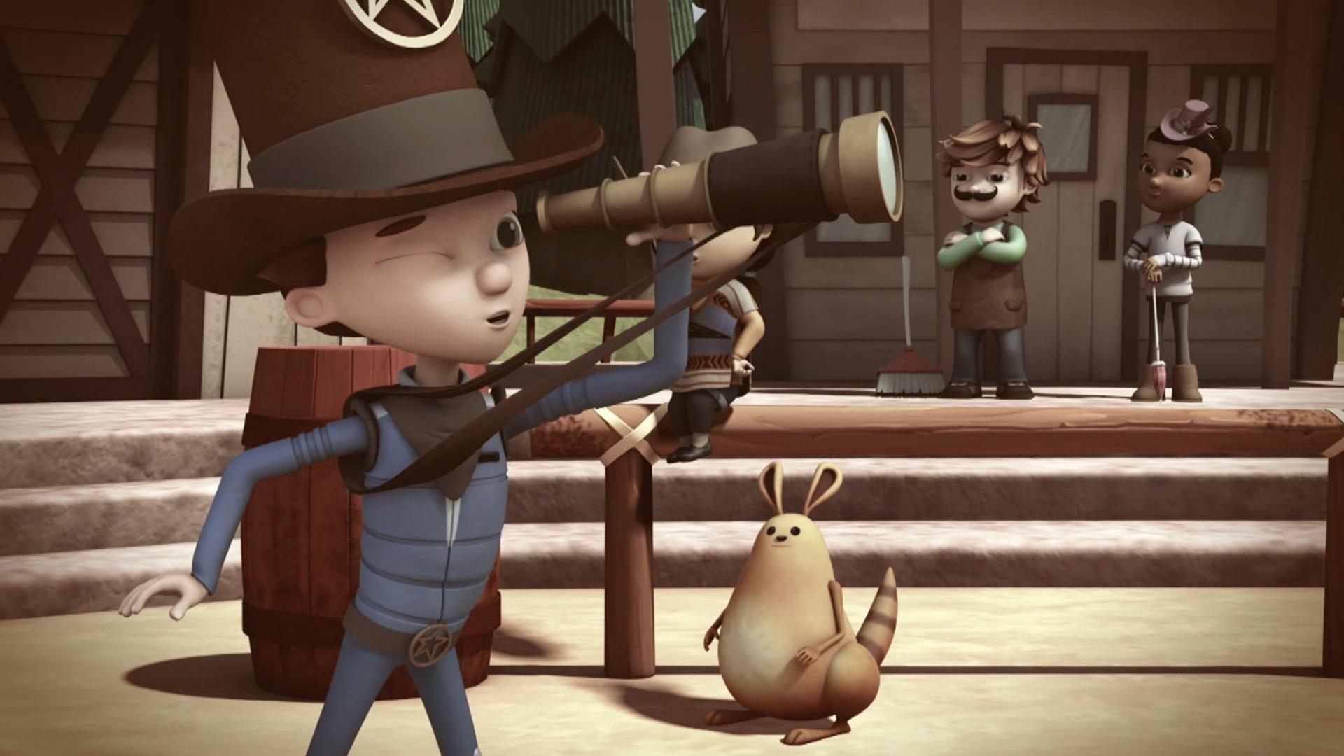 Mindy maps out where she's allowed to explore./Sydney tells Jet stories about "Lone Star."