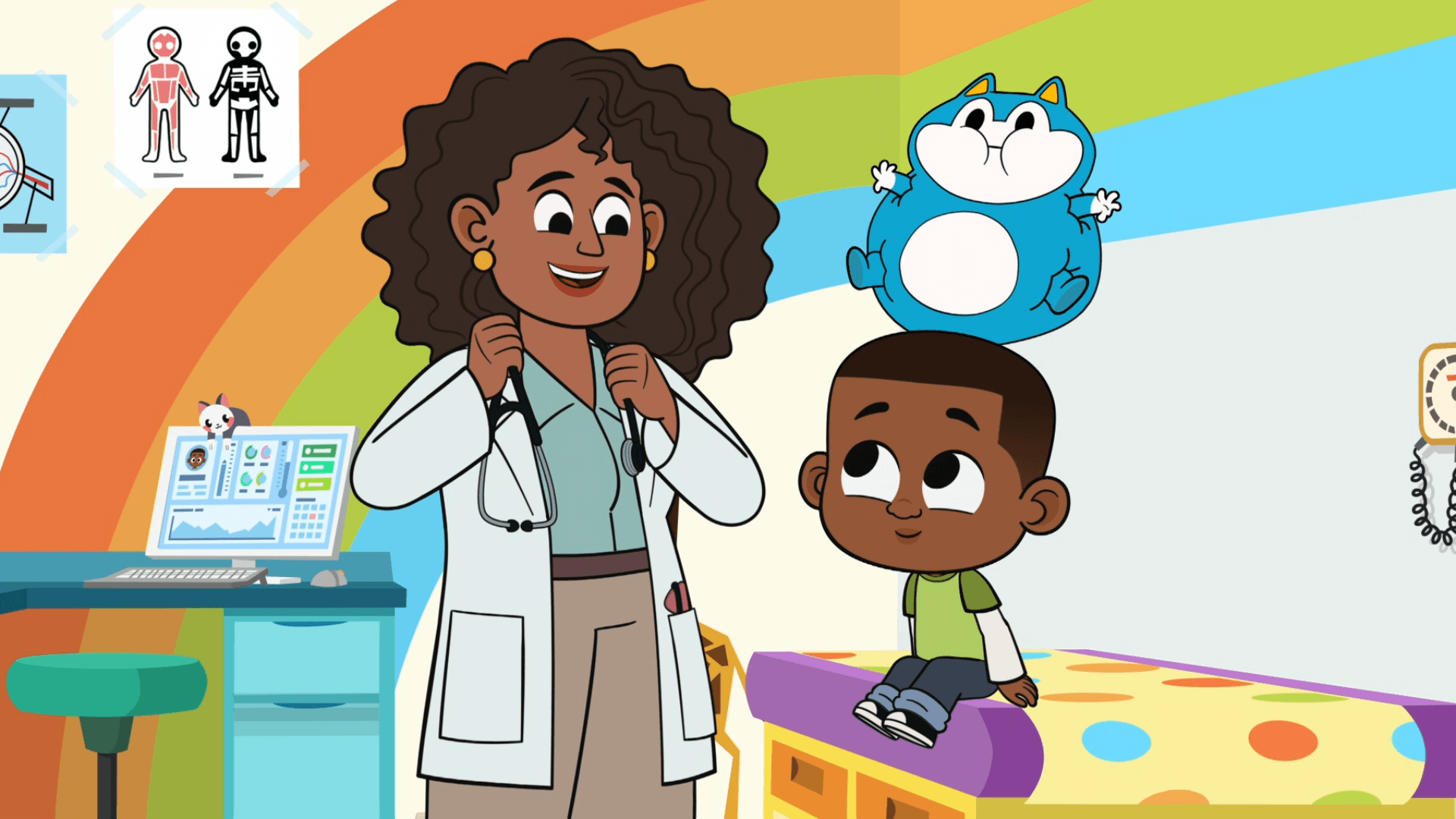 Luke and Stu get a check-up with Dr. Garcia, and Luke gets his own toy stethoscope.